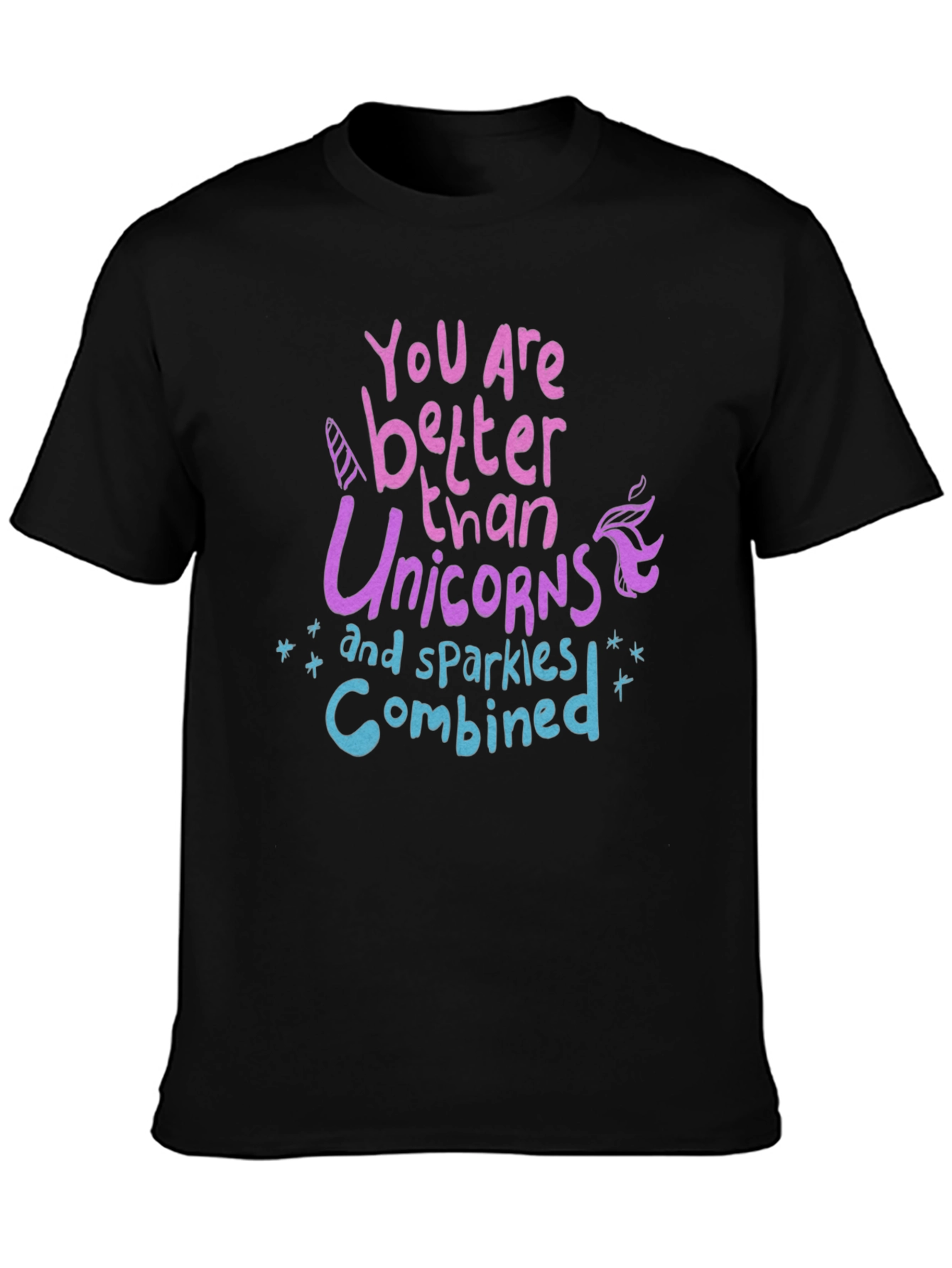 Black Unicorn Sparkle Graphic T-Shirt - Unisex view 3