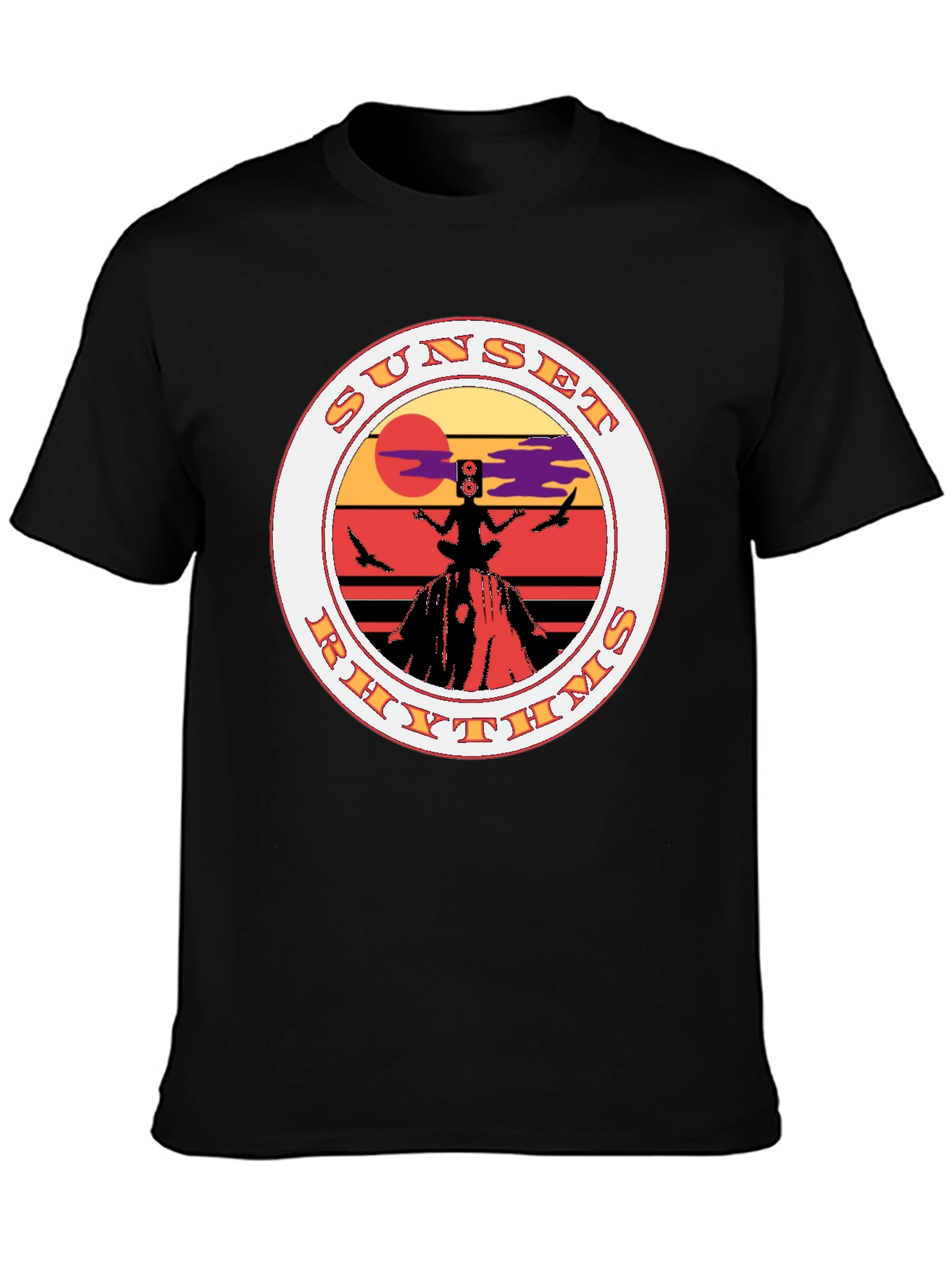 Black Sunset Rhythms Graphic Tee view 3