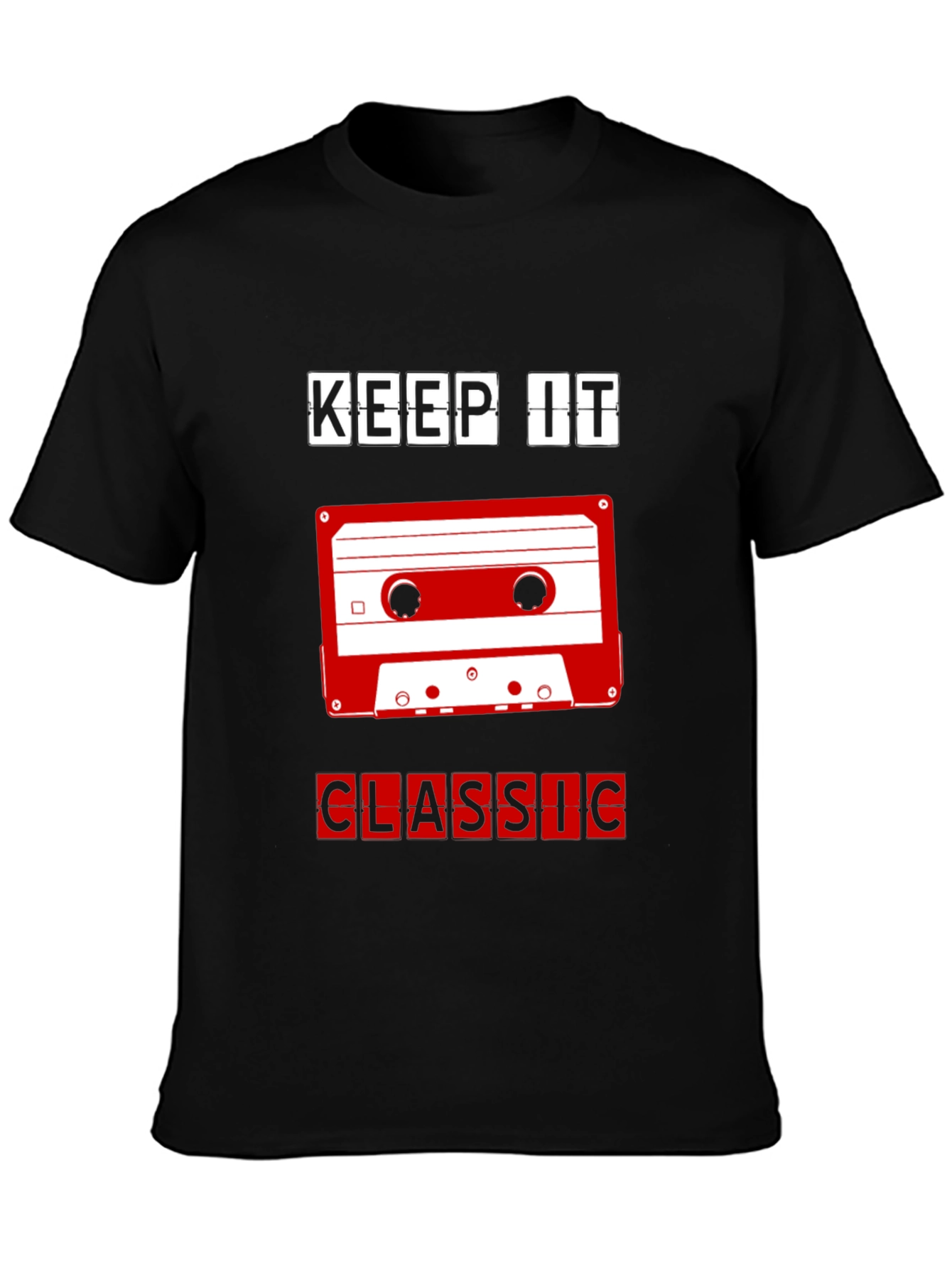 Black Keep It Classic Retro Cassette Tape T-Shirt view 3