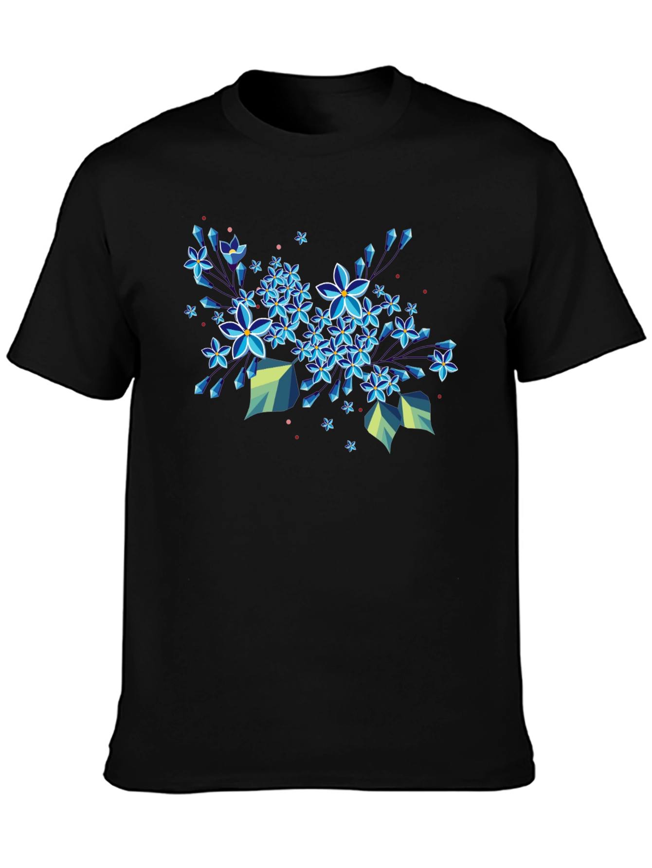 Black Floral Burst Graphic Tee - Modern Geometric Design view 3