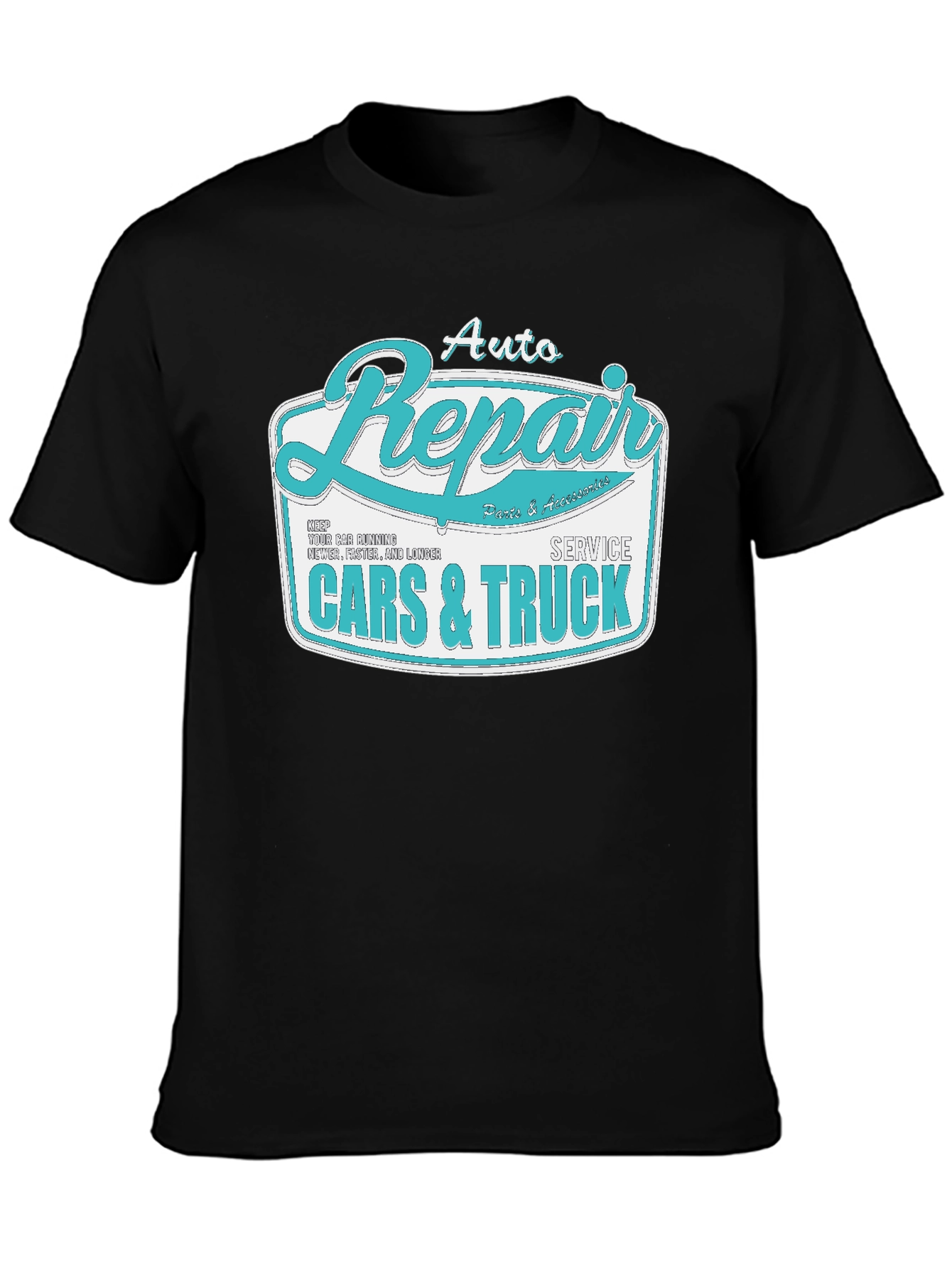 Black Auto Repair Cars & Truck Graphic T-Shirt view 3