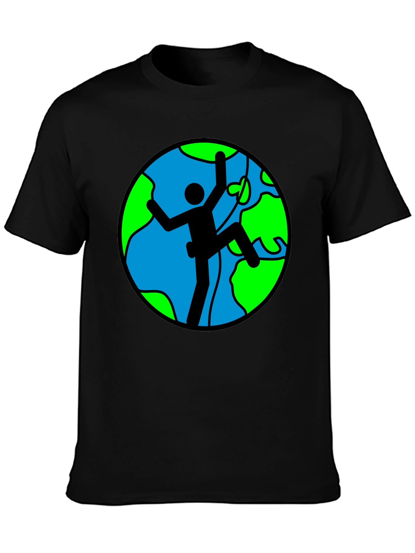 Black Climbing Earth Graphic Black T-Shirt view 3