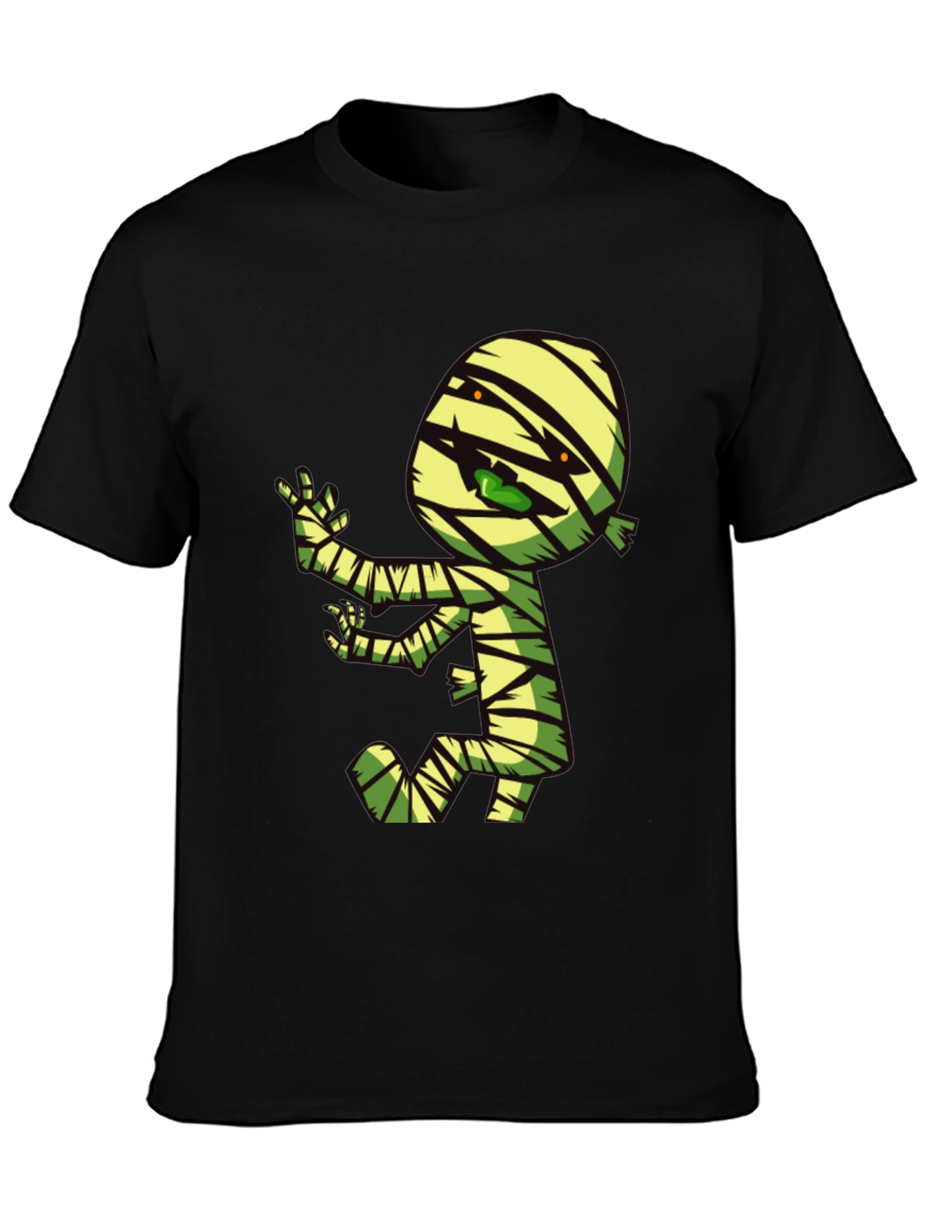 Black Cartoon Mummy Graphic T-Shirt - Spooky Fun! view 3