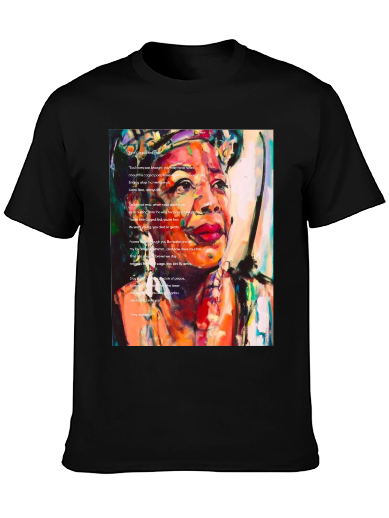 Black Maya Angelou Graphic Tee - Poetic Tribute Shirt view 3