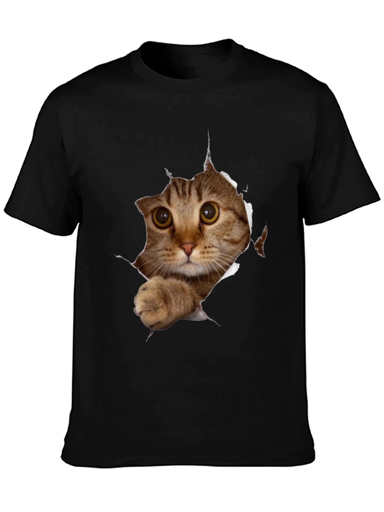 Black Cat Peeking T-Shirt - 3D Graphic Tee view 3