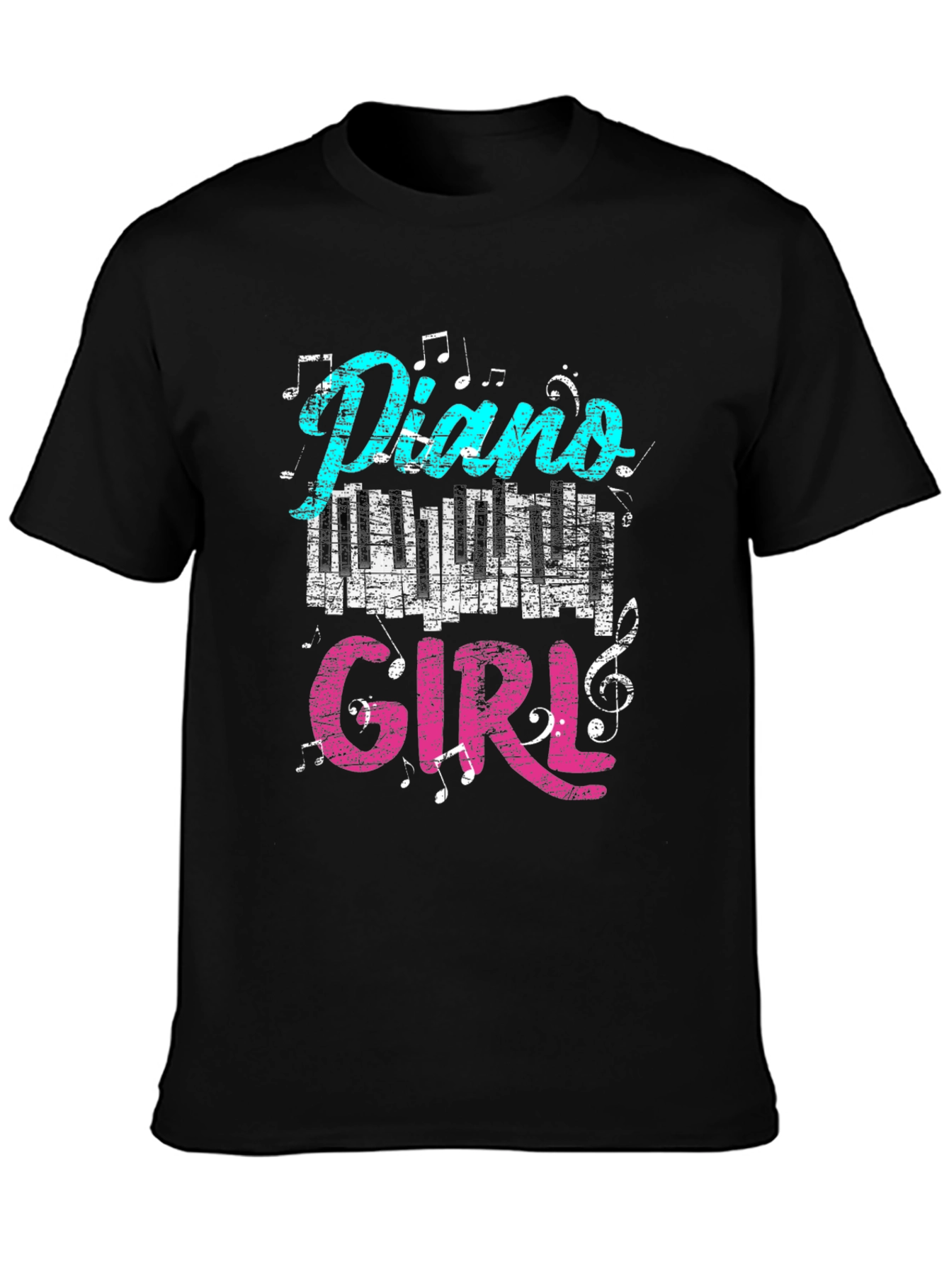 Black Piano Girl T-Shirt - Music Lover Tee view 3