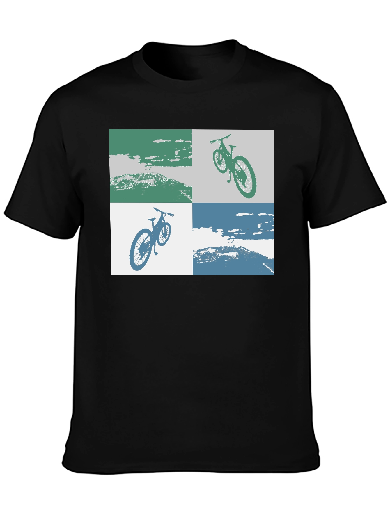 Black Mountain Bike Graphic Tee - Black Cotton T-Shirt view 3