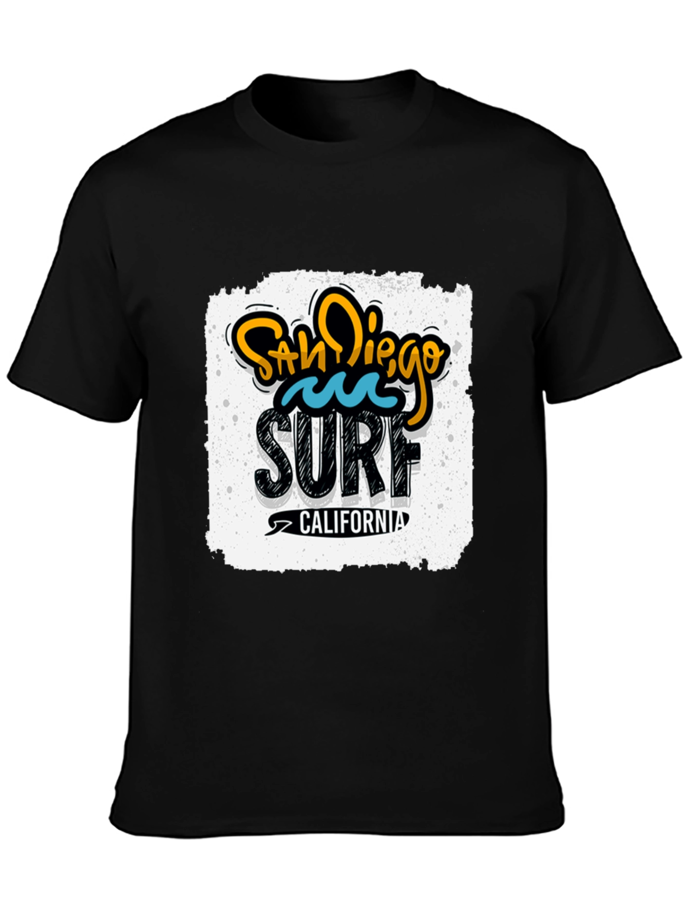 Black San Diego Surf California Graphic Tee - Black Cotton T-Shirt view 3