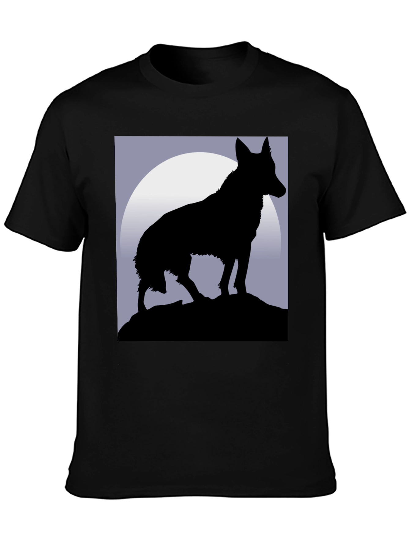 Black Wolf Silhouette Black T-Shirt view 3