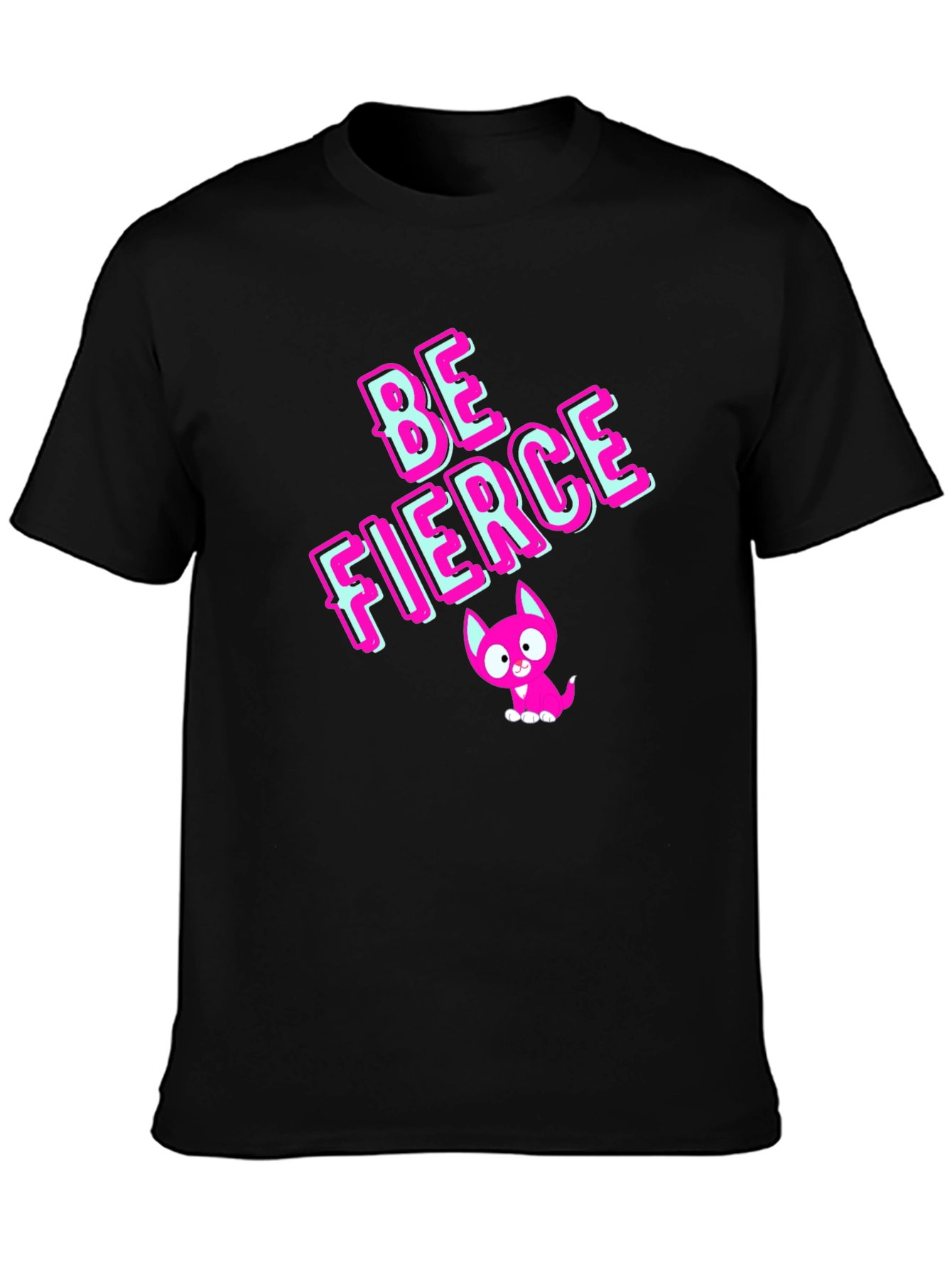 Black Be Fierce Graphic Tee - Stylish Black Cotton T-Shirt view 3