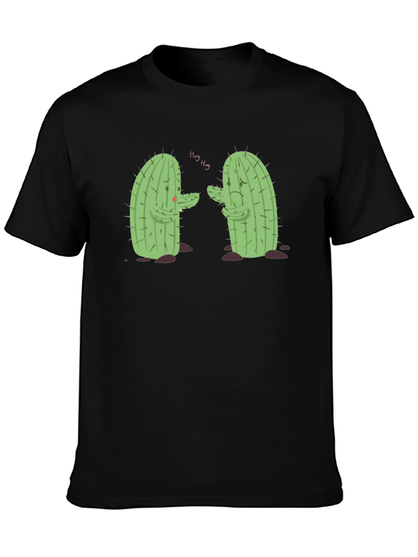 Black Sad Cactus Hug T-Shirt - Funny Graphic Tee view 3