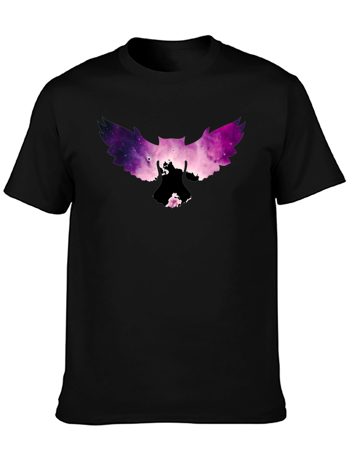 Black Galaxy Owl Graphic Tee - Men's Black T-Shirt view 3
