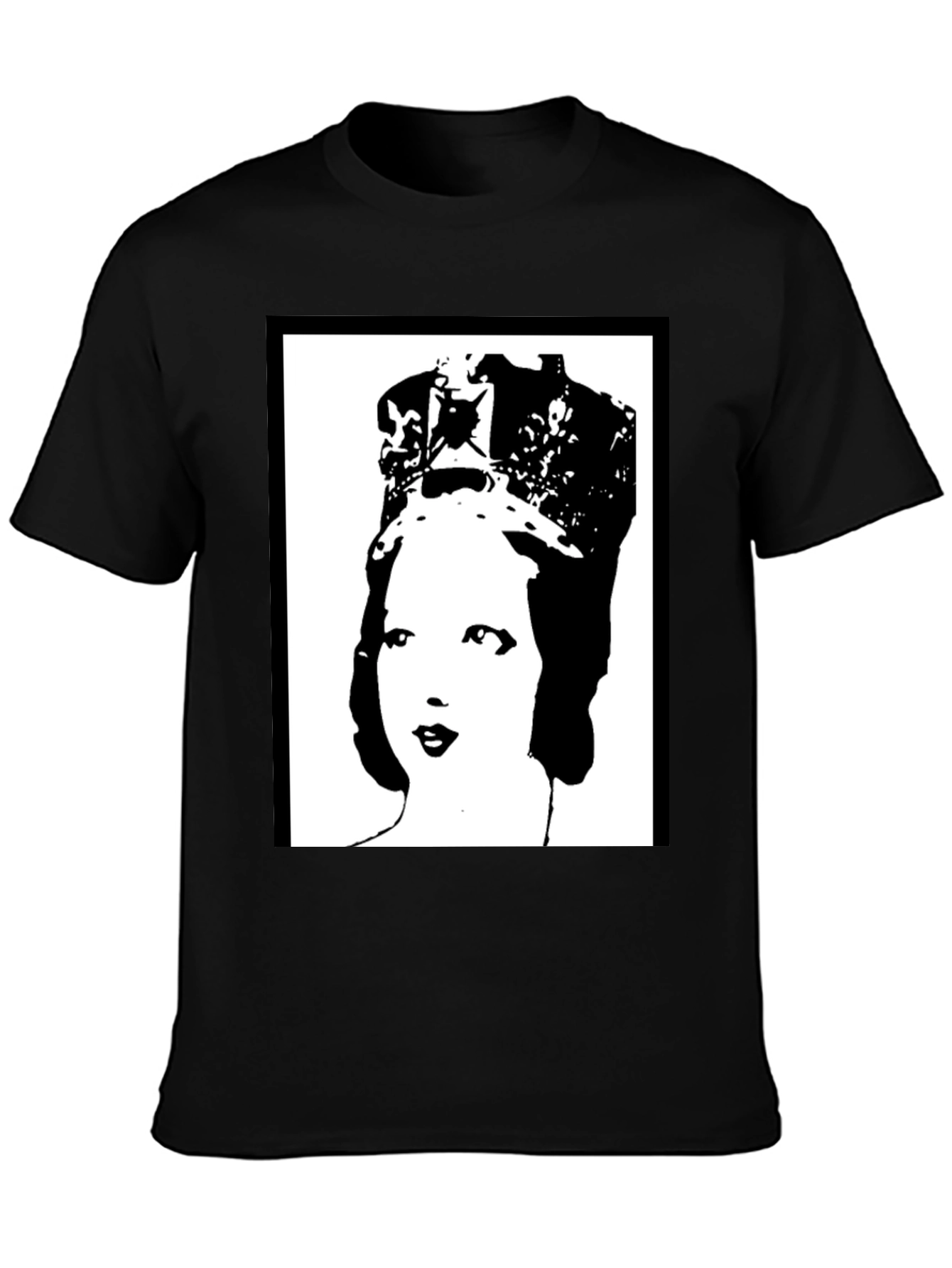 Black Queen Elizabeth Pop Art Black T-Shirt view 3
