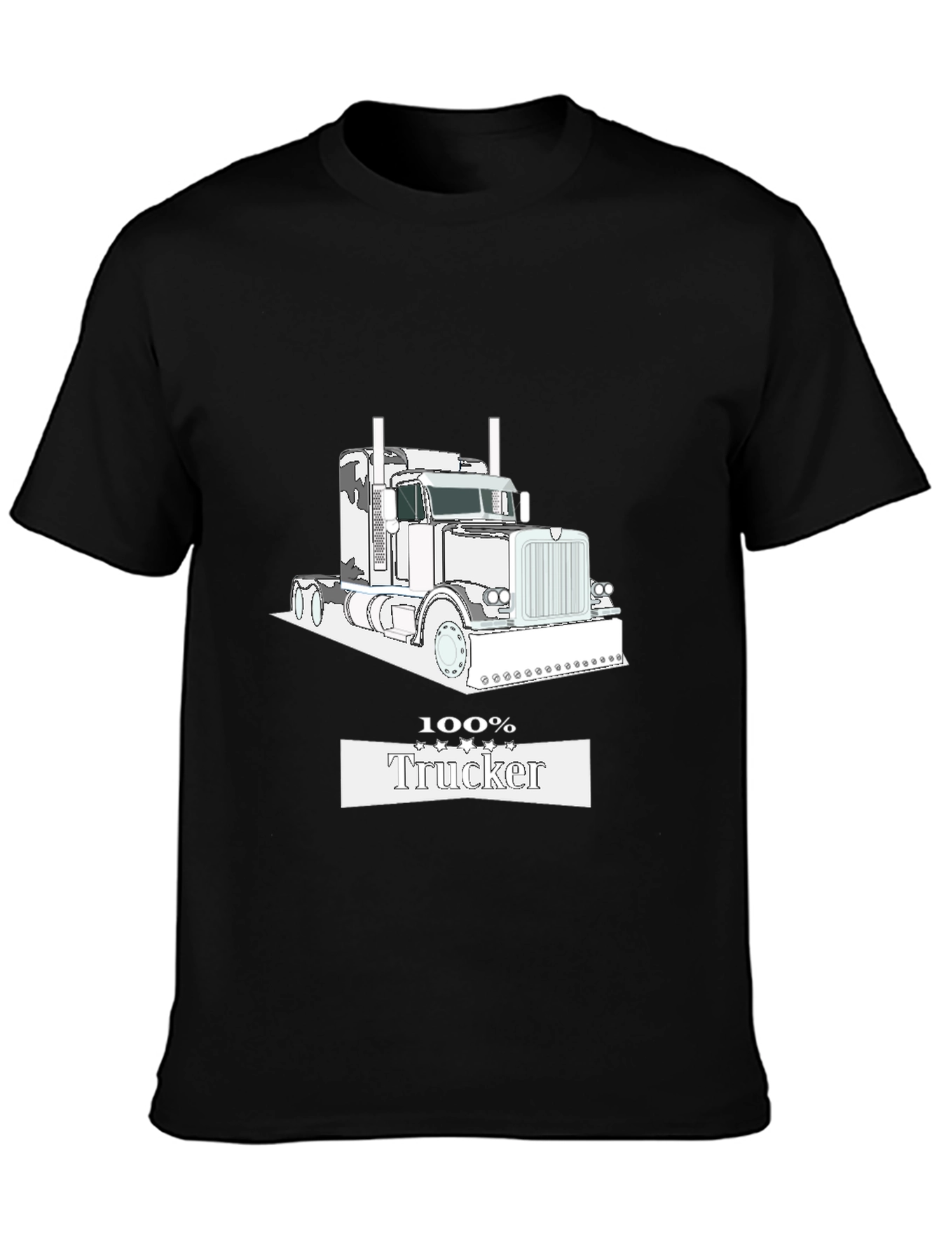 Black 100% Trucker Black T-Shirt view 3