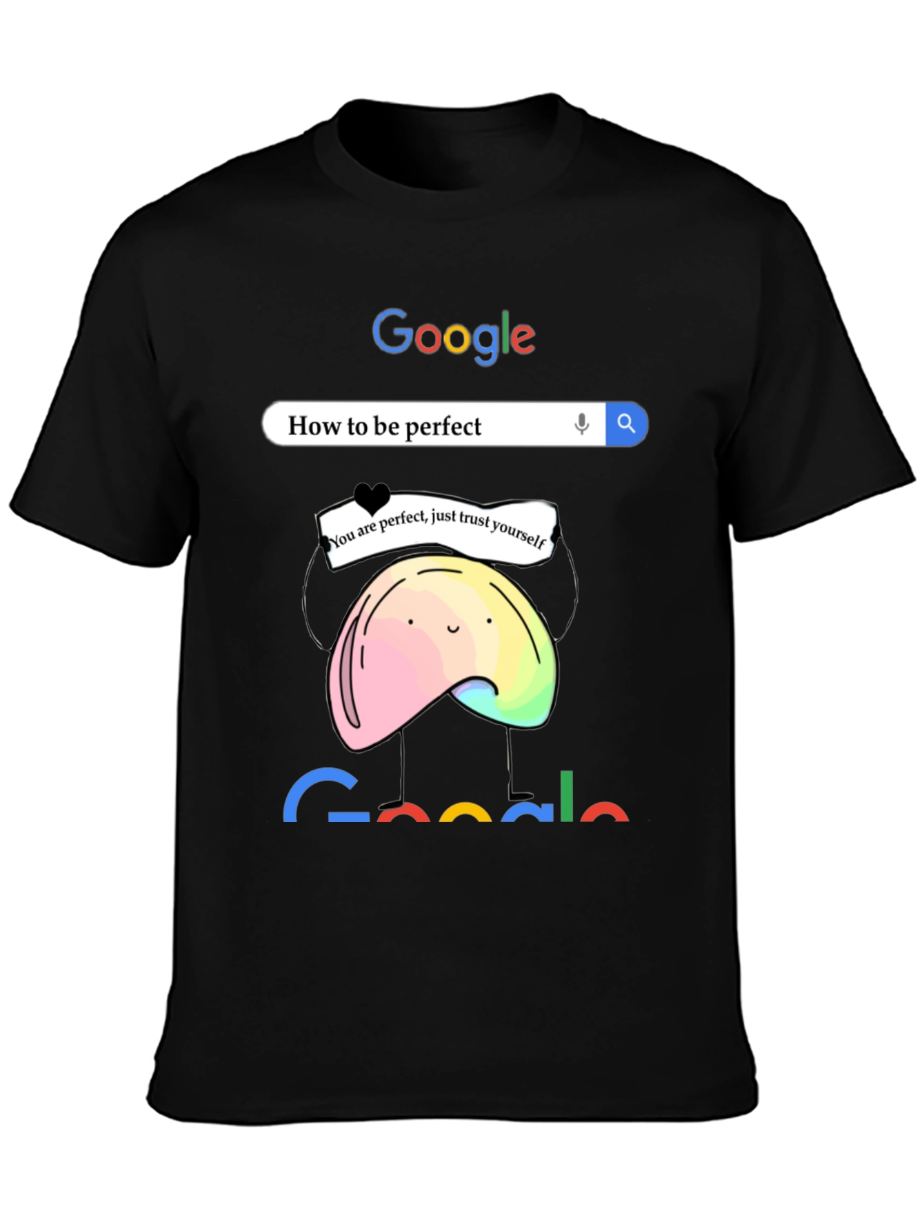 Black Funny "How to be Perfect" Google Search T-Shirt view 3