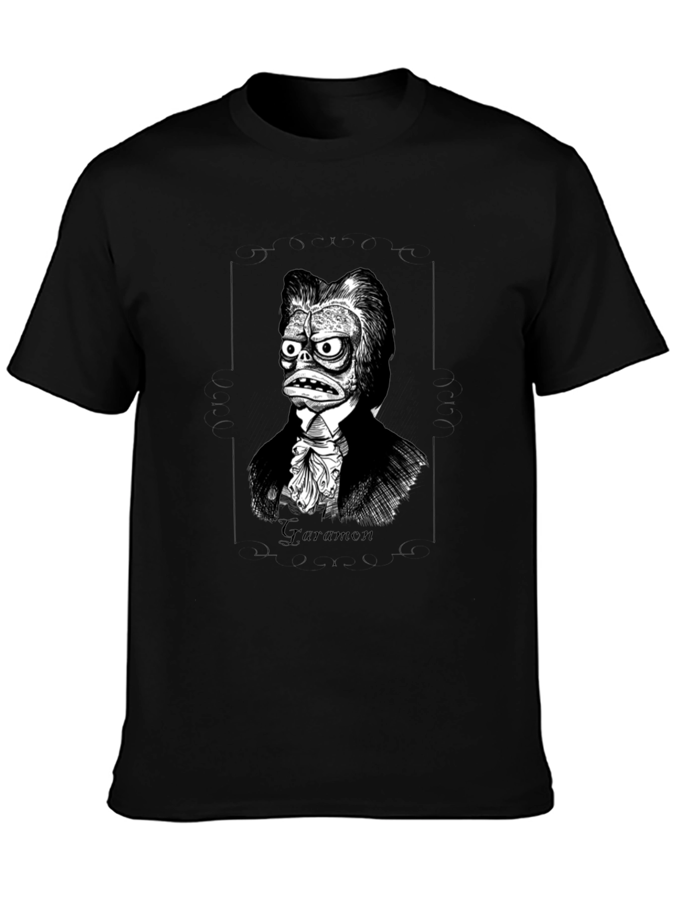 Black Guramon Character Graphic Tee - Classic Horror Style view 3