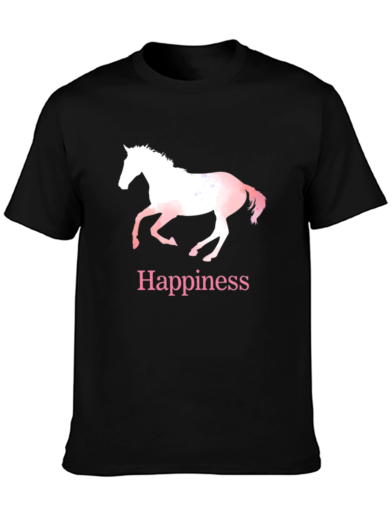 Black Happiness Horse T-Shirt - Black Cotton Tee view 3