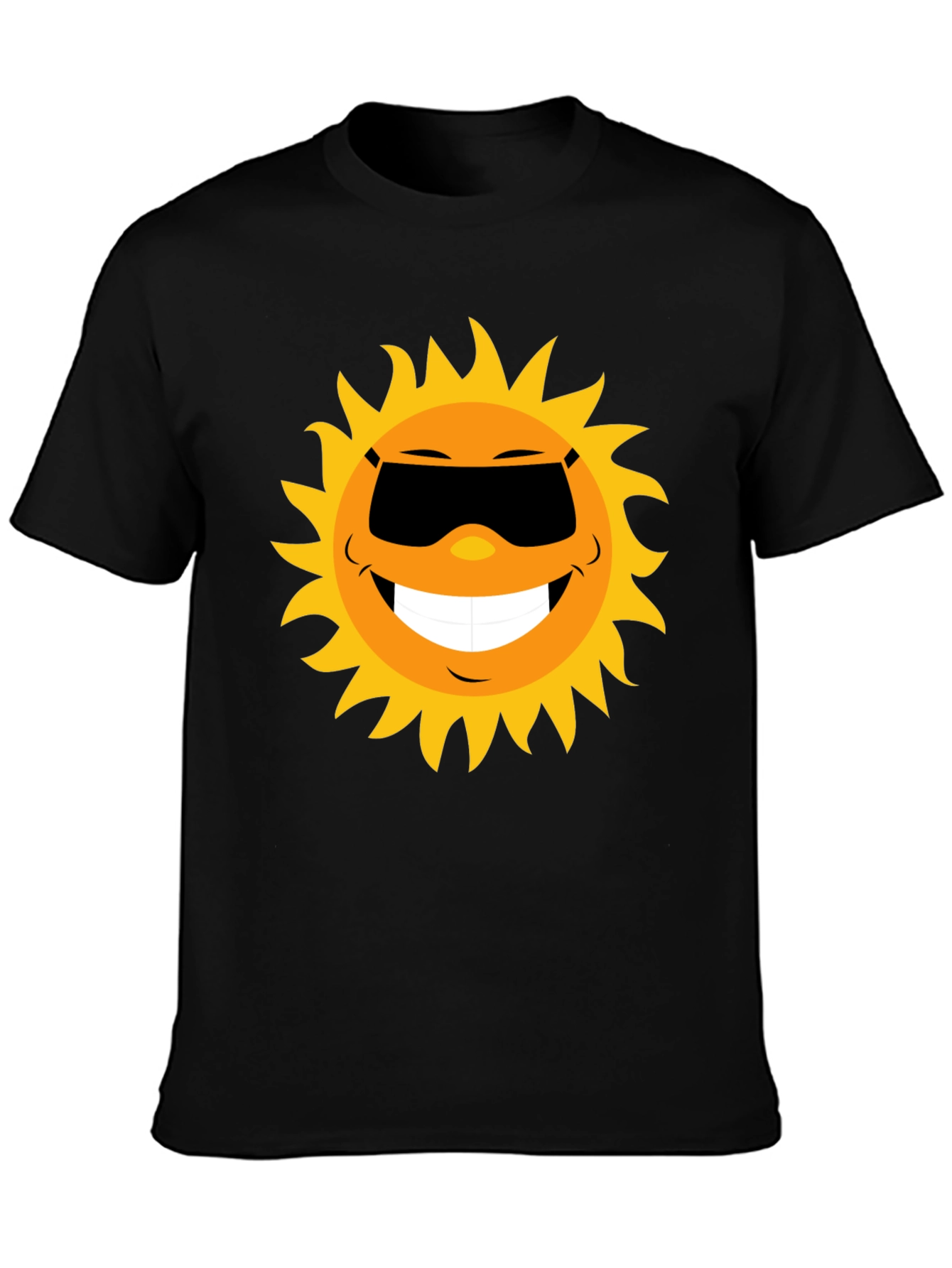 Black Smiling Sun Graphic Tee - Black Cotton Blend Shirt view 3