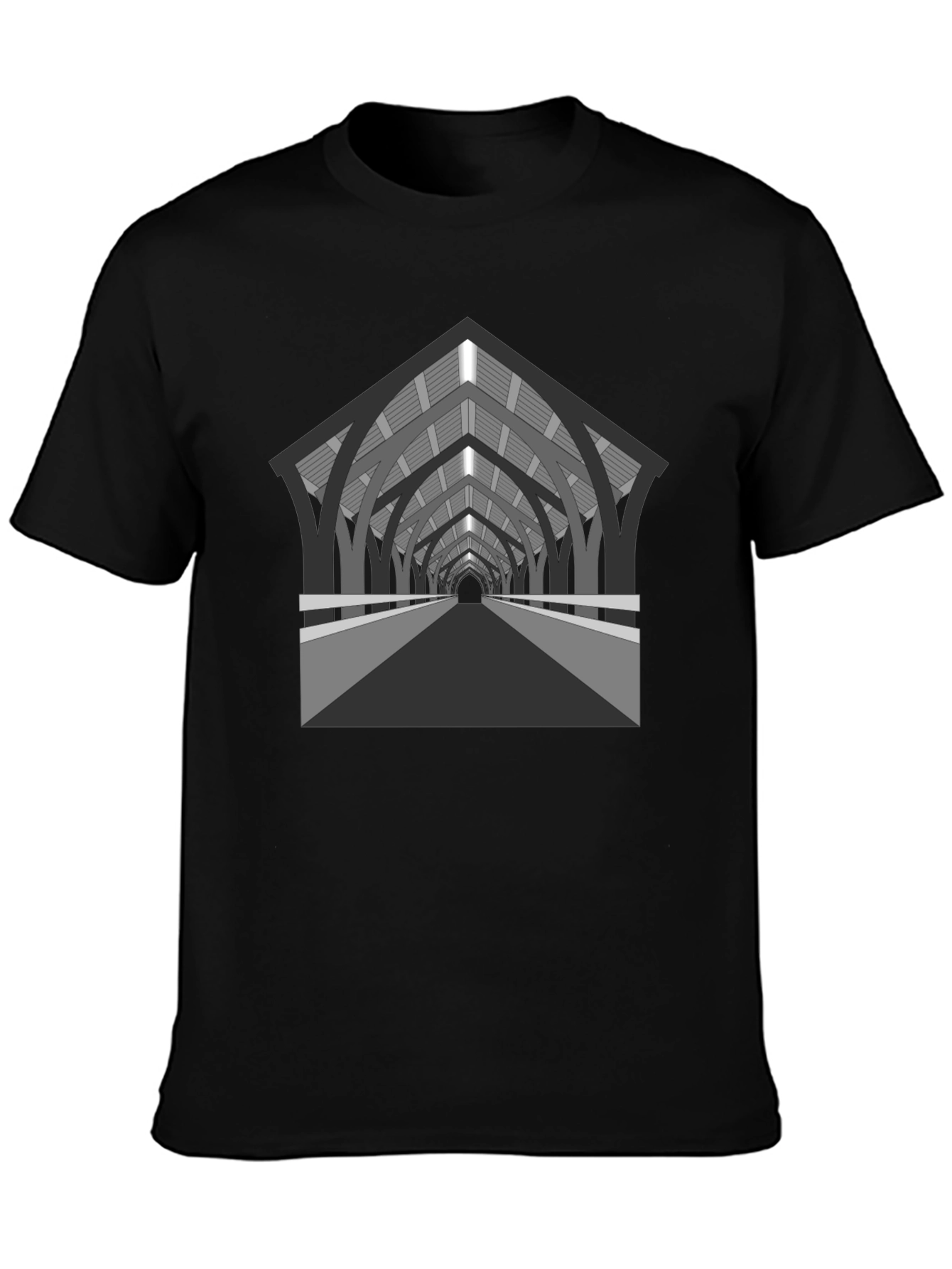 Black Architectural Tunnel Graphic Tee view 3
