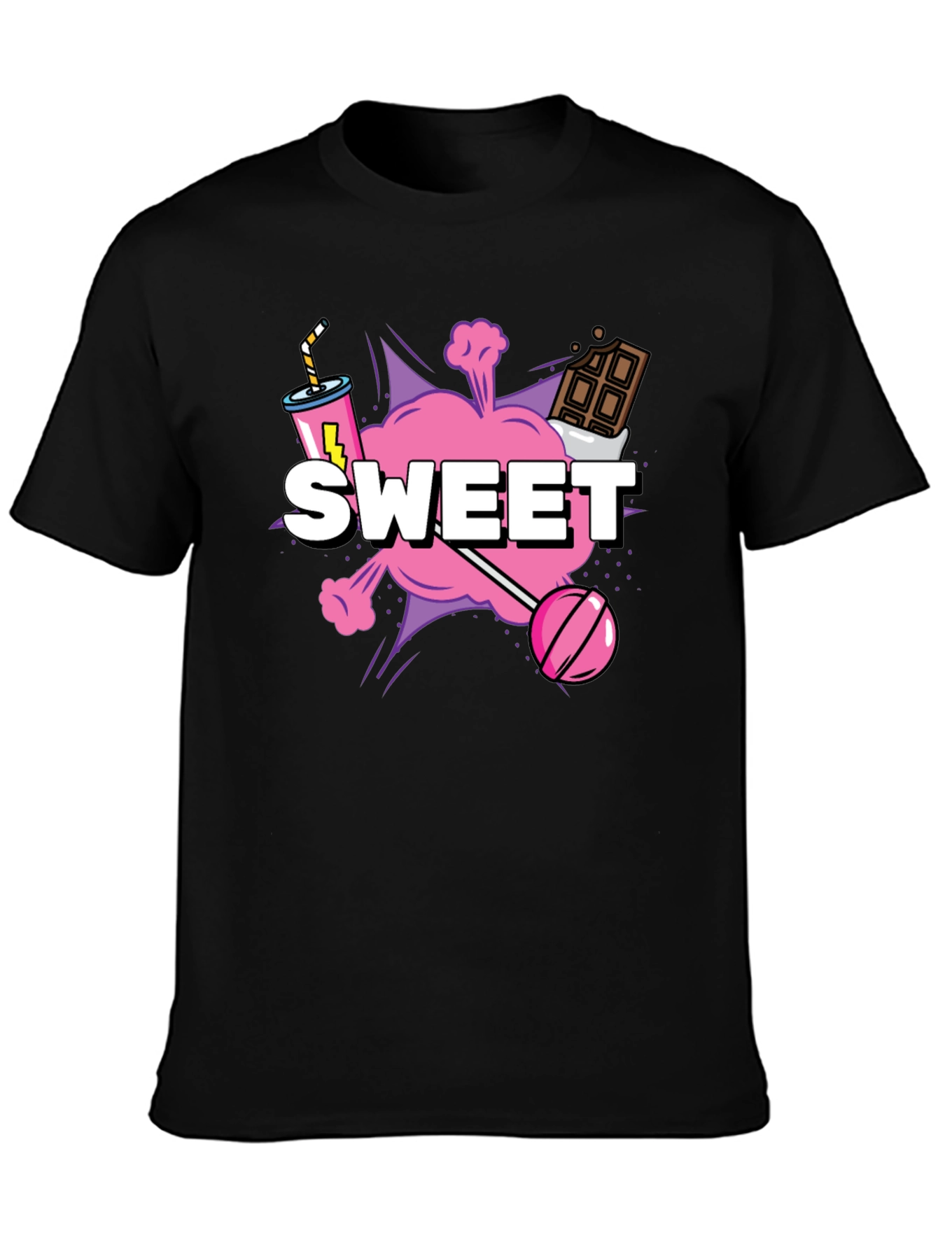 Black Sweet Treat Graphic Tee - Black Cotton T-Shirt view 3