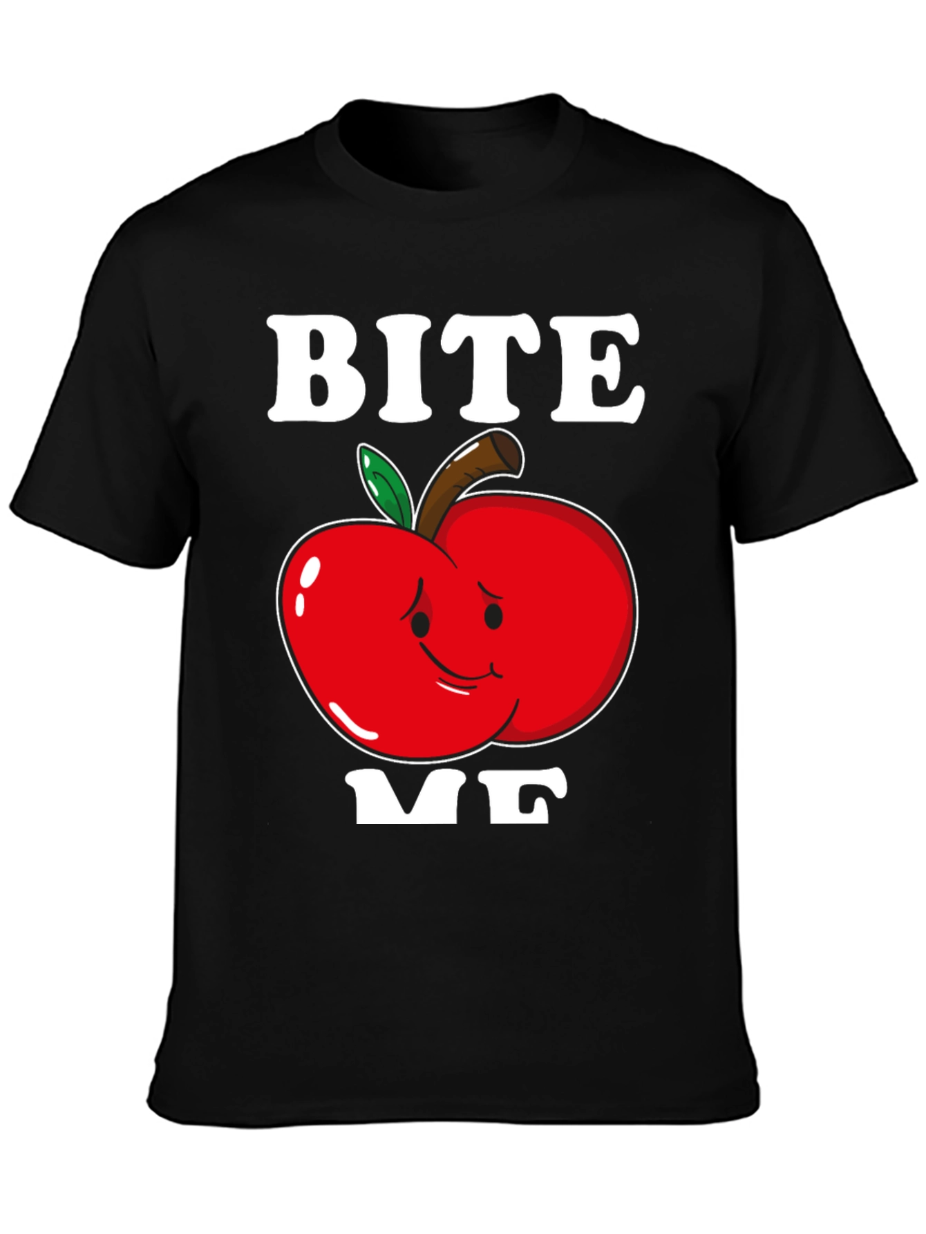 Black Bite Me Apple T-Shirt - Funny Graphic Tee view 3