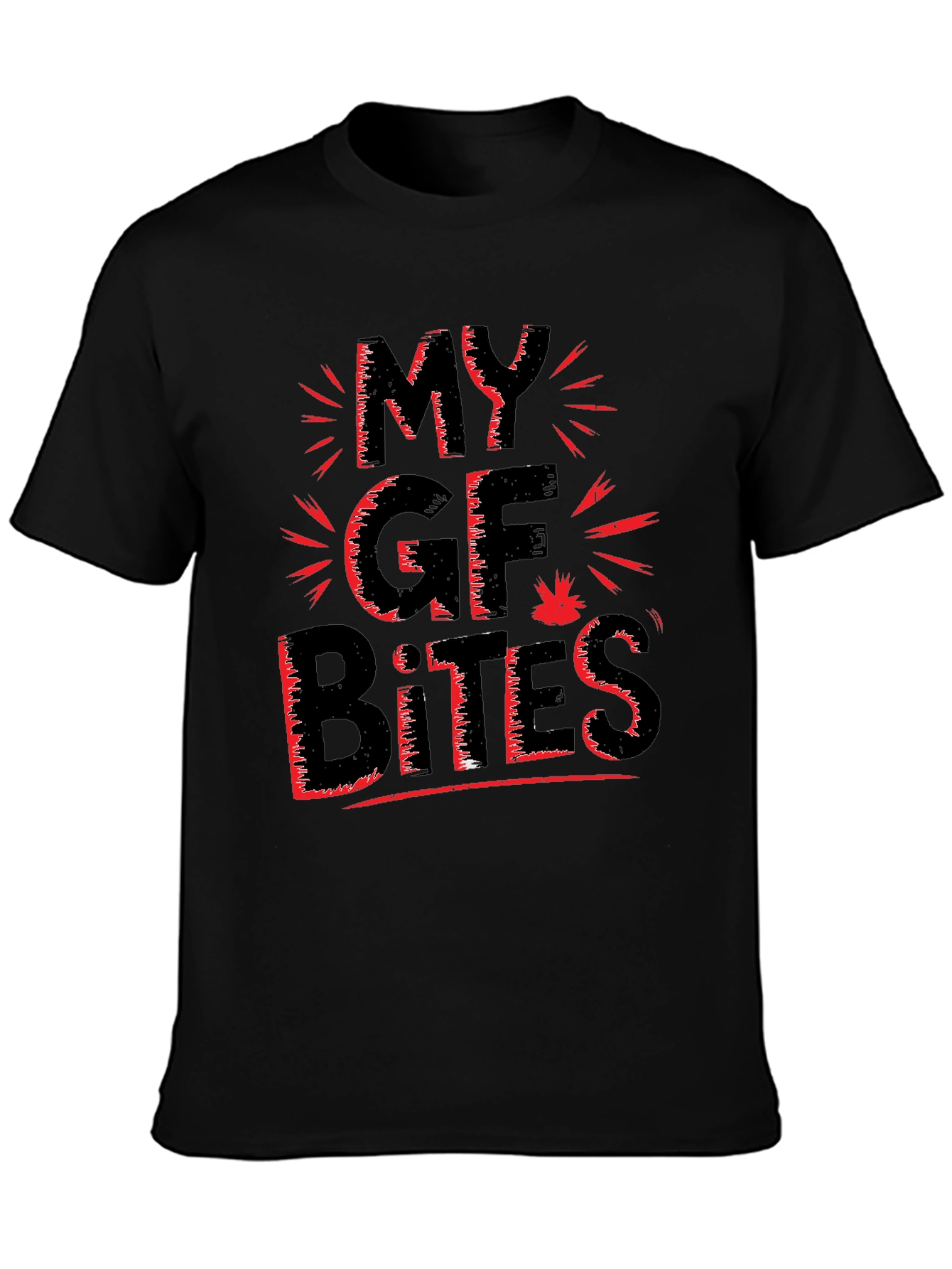 Black My GF Bites Graphic Tee - Funny Sarcastic T-Shirt view 3