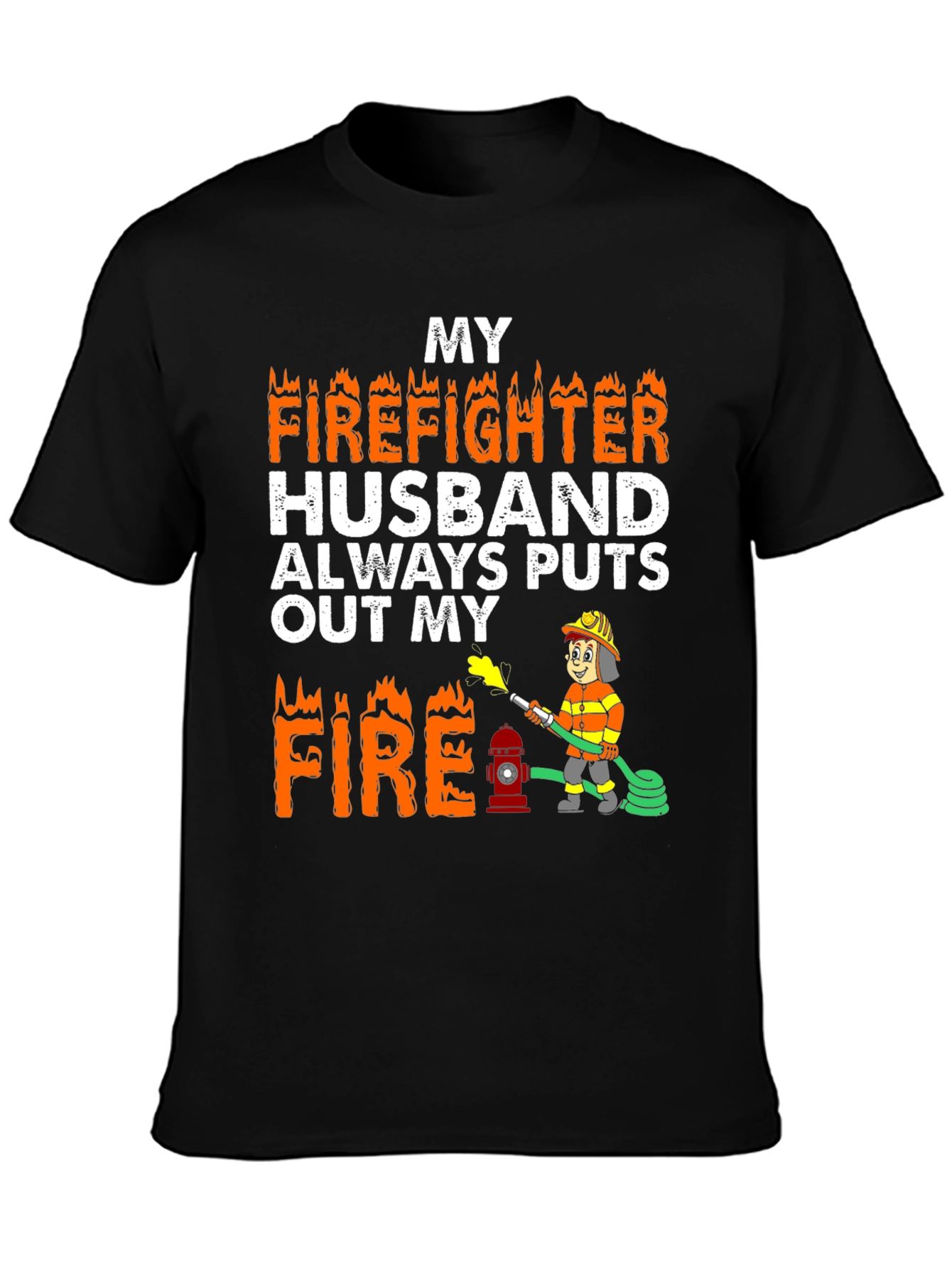 Black Firefighter Husband Graphic Tee view 3