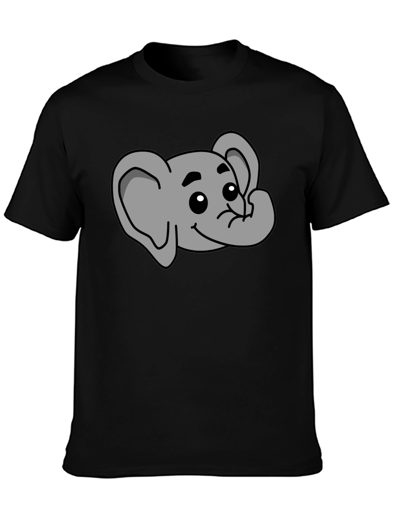 Black Cute Elephant Graphic T-Shirt - Black Cotton Tee view 3