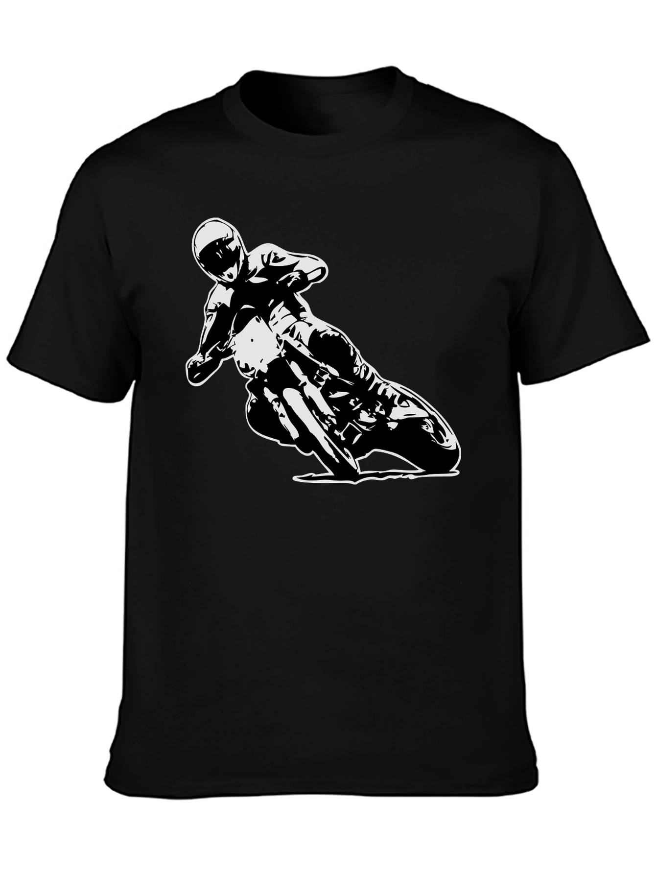 Black Motorcycle Rider Graphic Tee - Black Cotton T-Shirt view 3