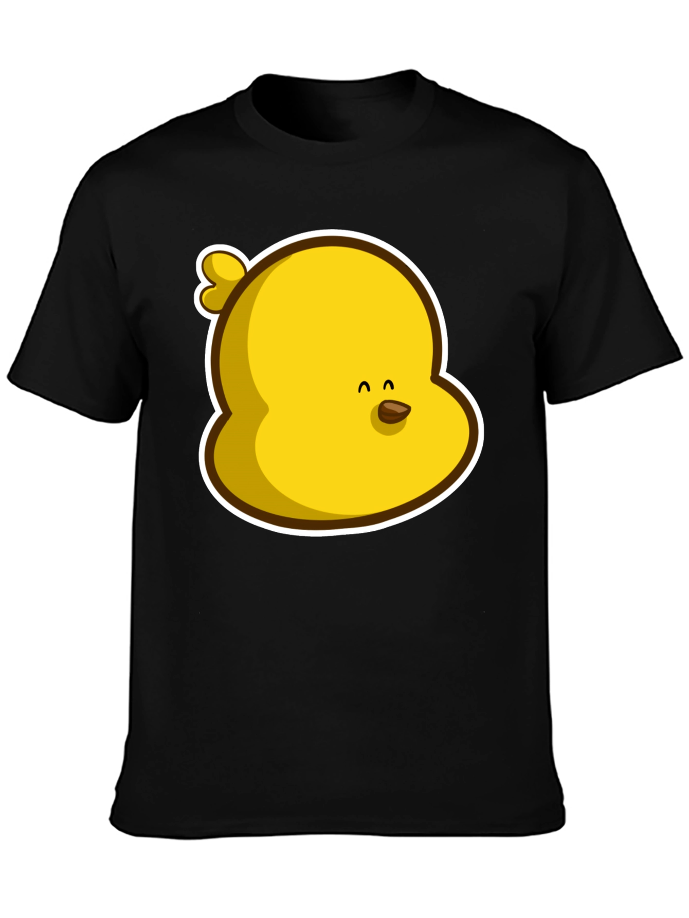 Black Cute Yellow Chick Graphic Print Black T-Shirt view 3