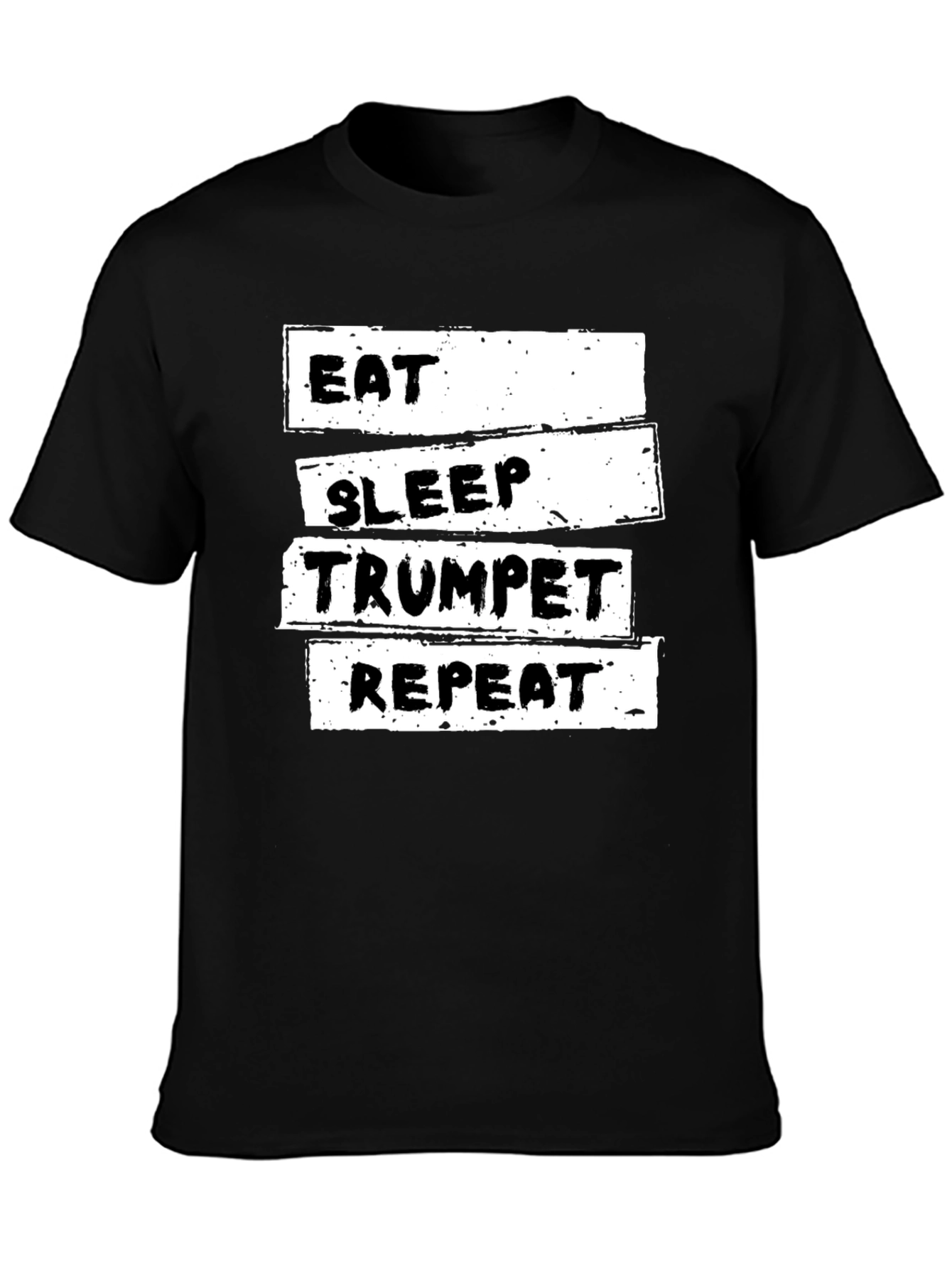Black Eat Sleep Trumpet Repeat T-Shirt view 3