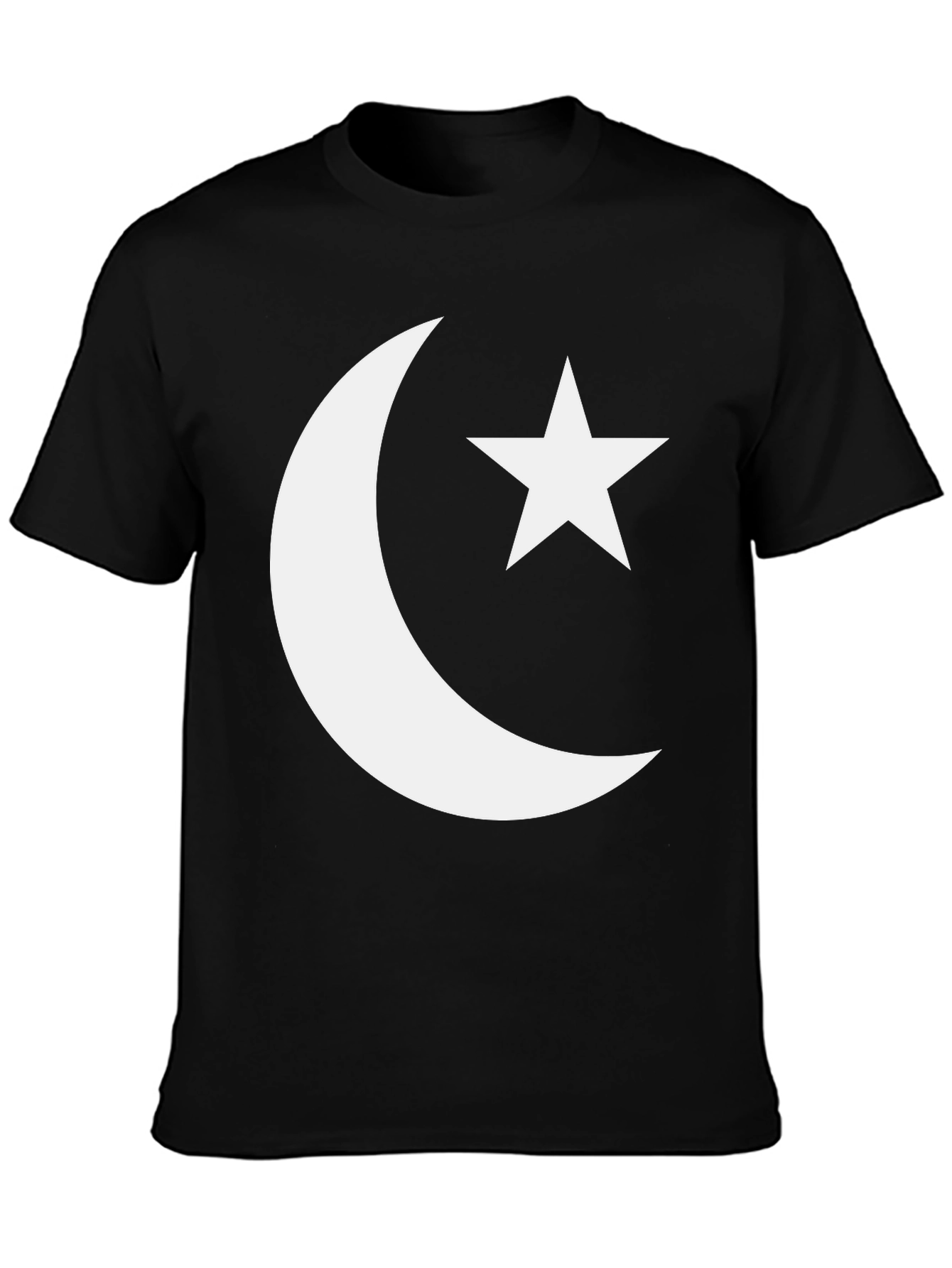 Black Crescent Moon & Star Graphic Tee - Black Cotton Blend view 3