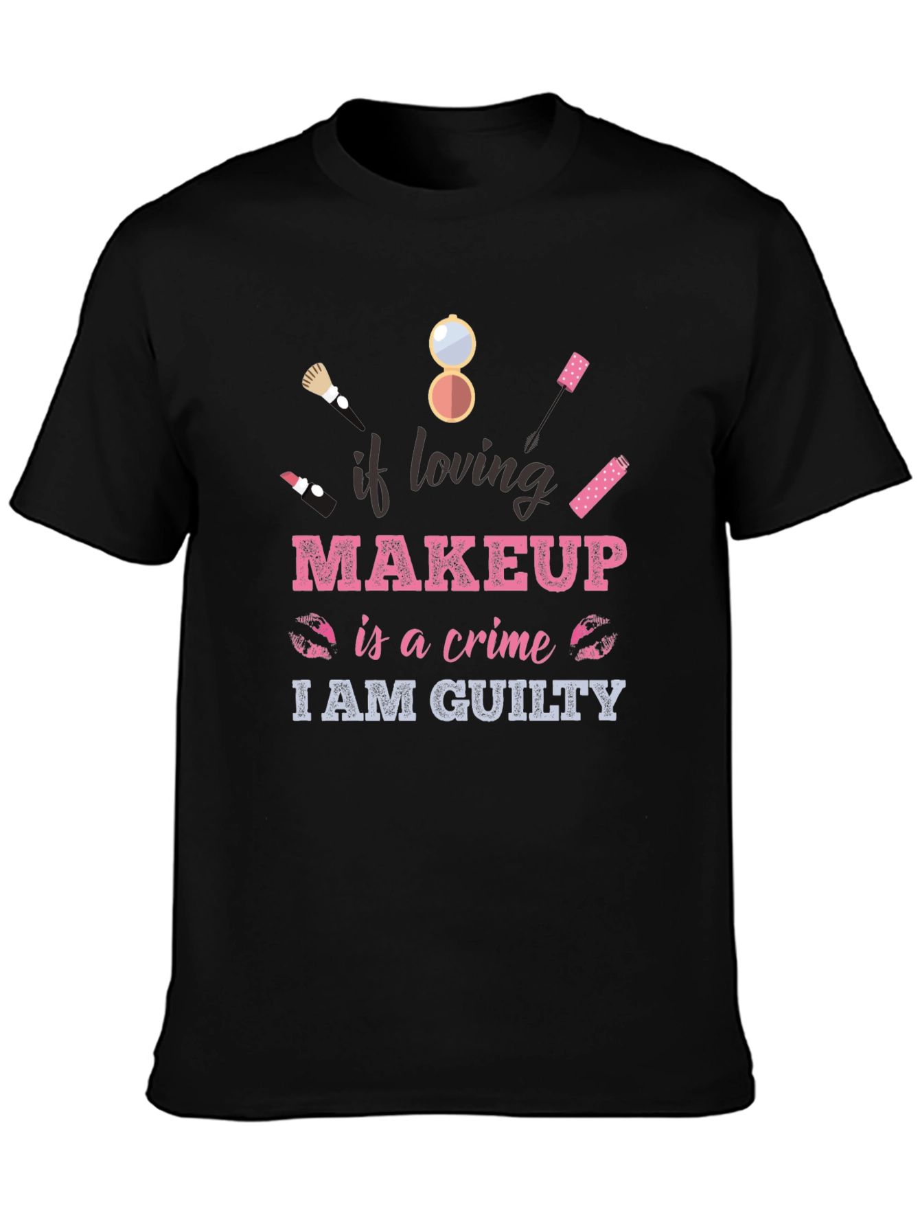 Black Makeup Lover Guilty T-Shirt - Cotton Blend Tee view 3
