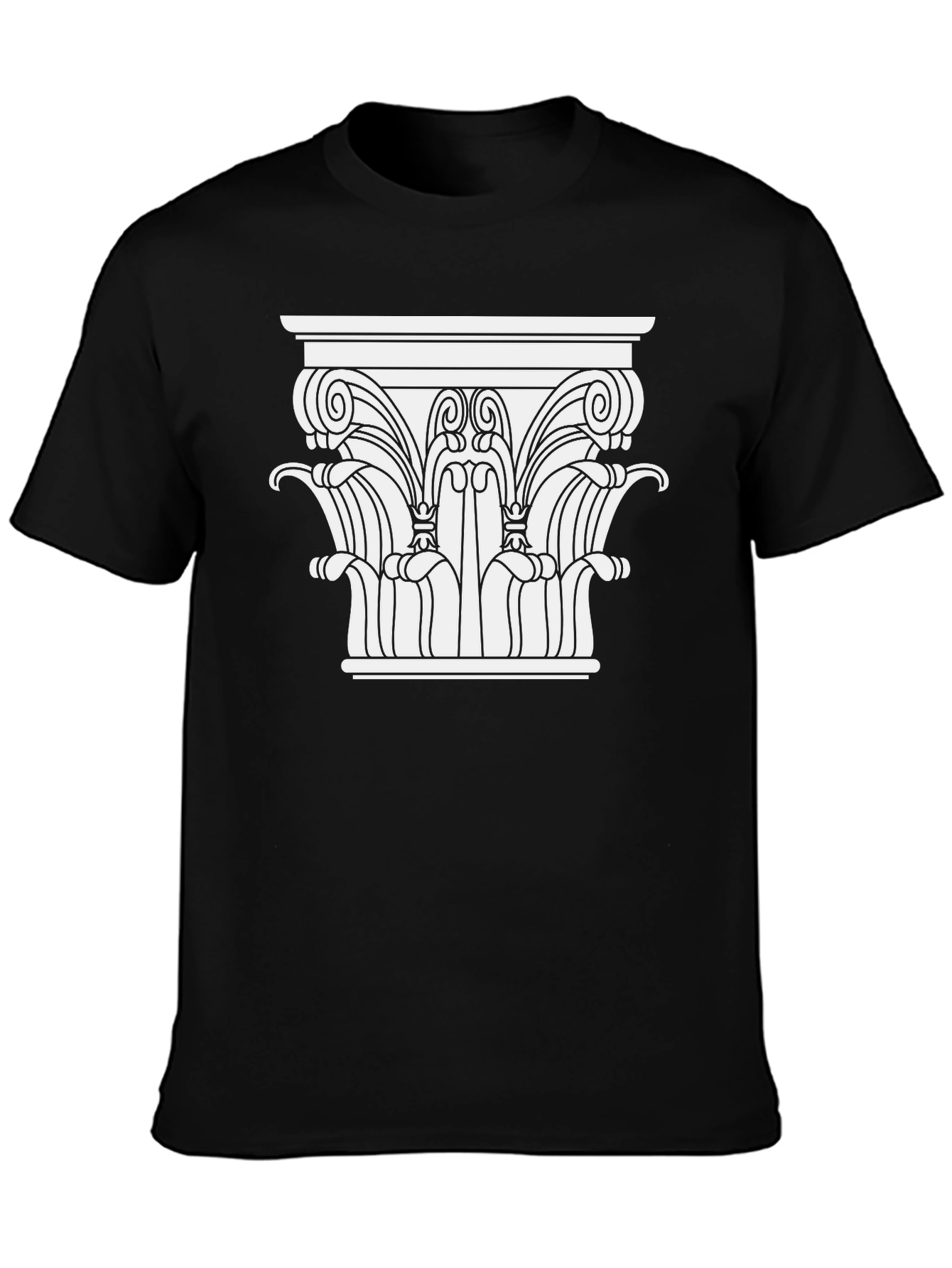 Black Ancient Column Graphic Tee - Black Cotton Blend view 3