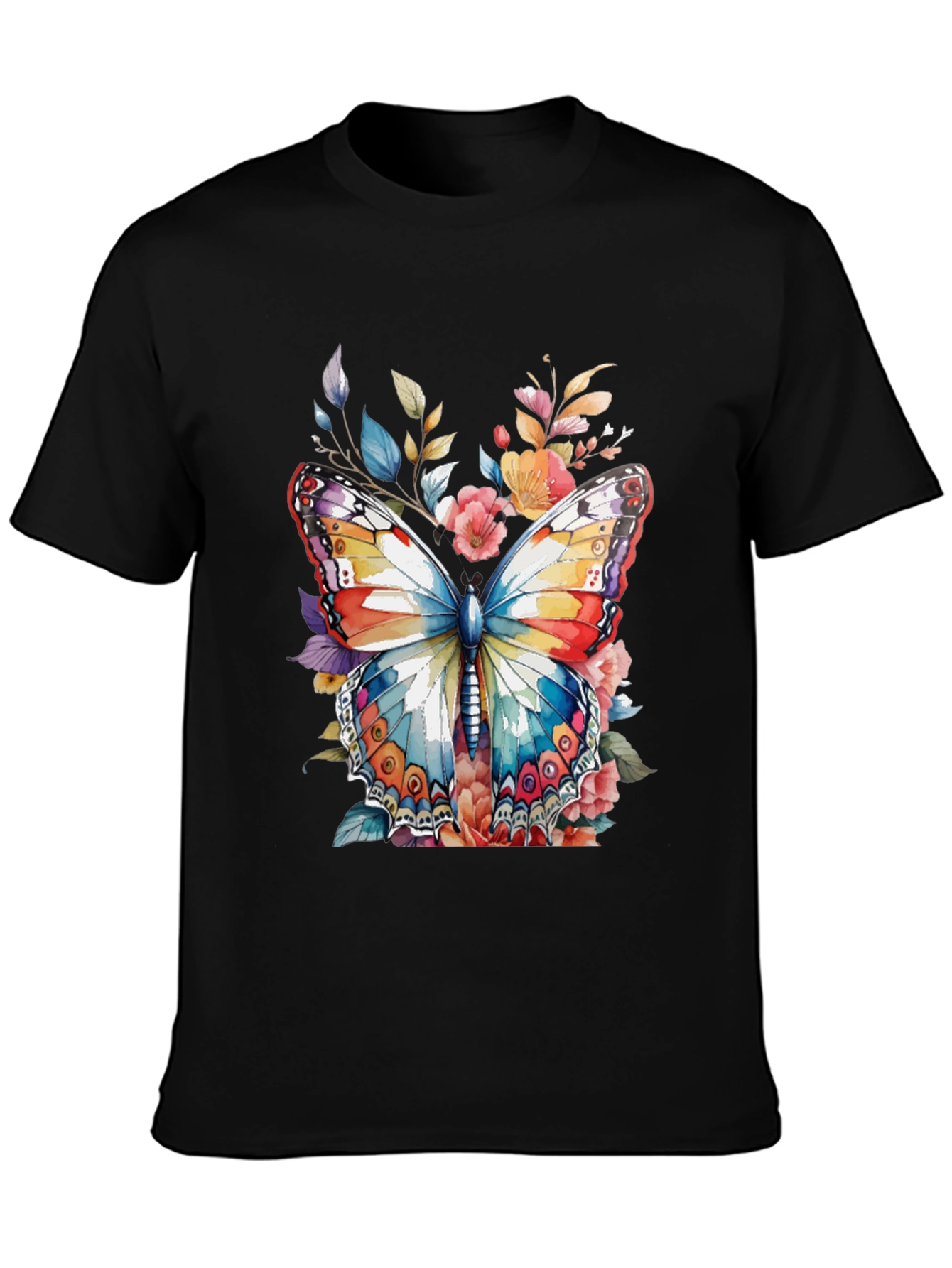 Black Butterfly Floral Graphic Print Men's Tee view 3