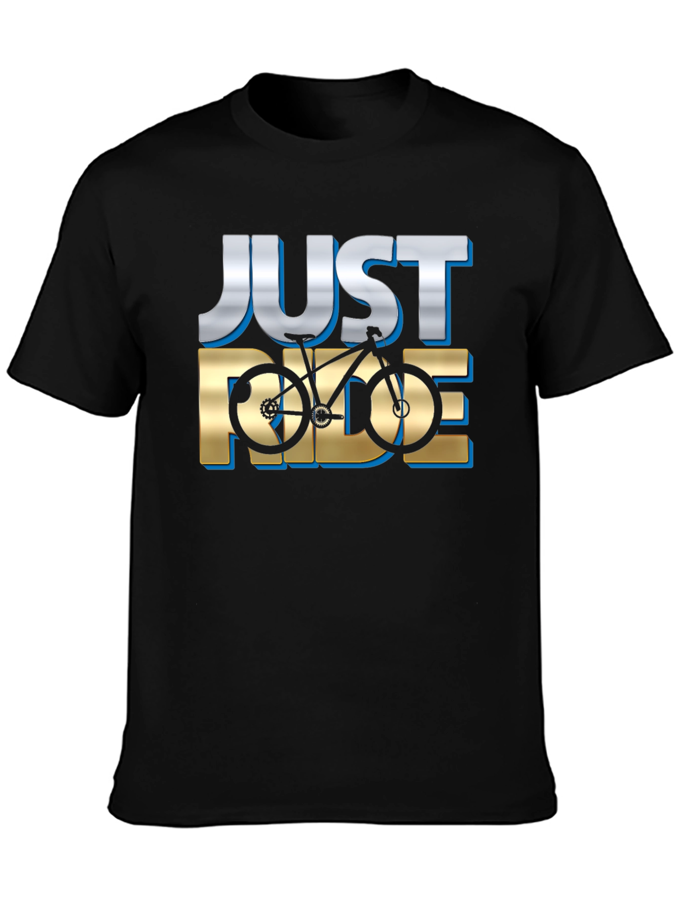 Black Just Ride Bicycle Graphic T-Shirt view 3