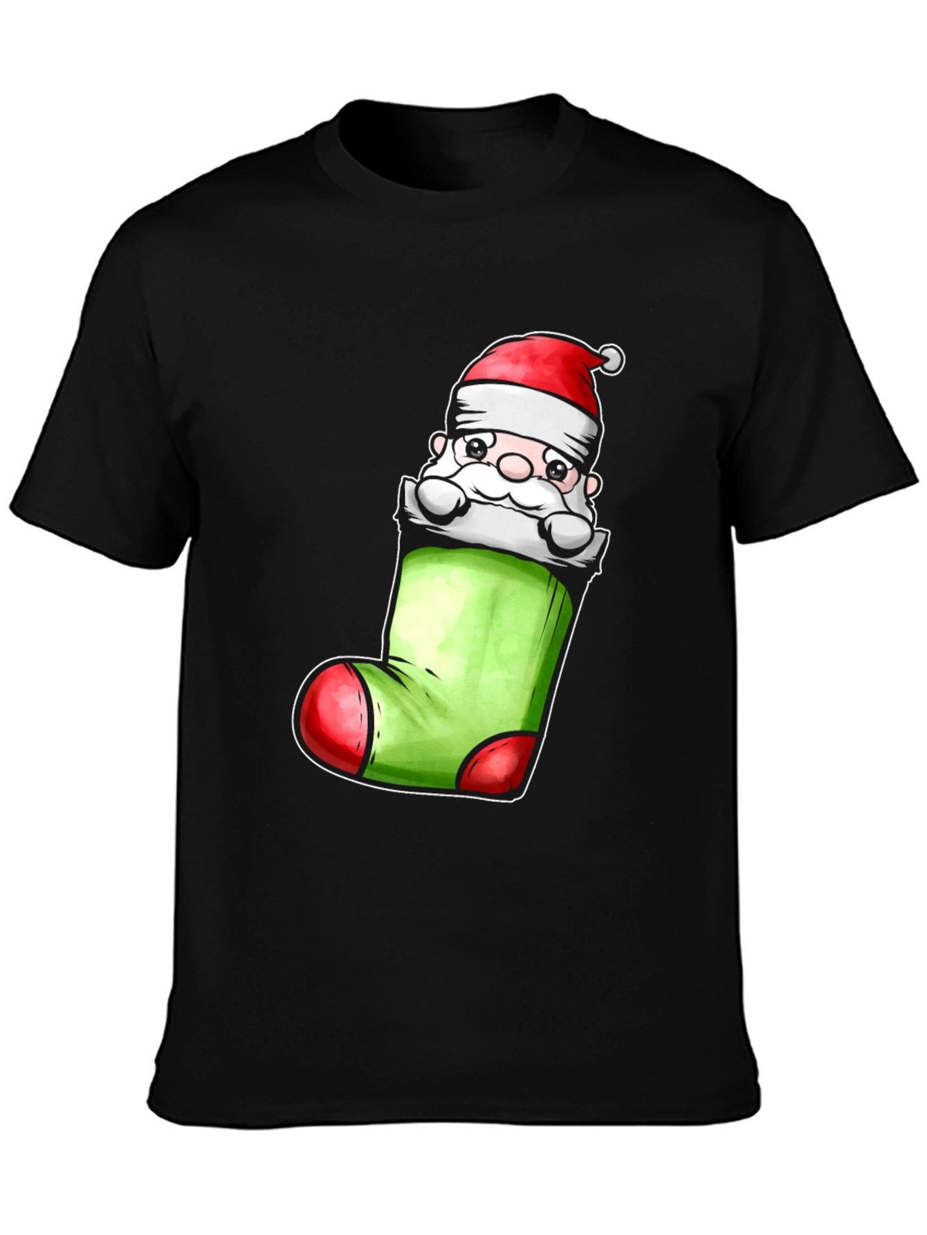 Black Santa in Stocking Graphic Tee view 3