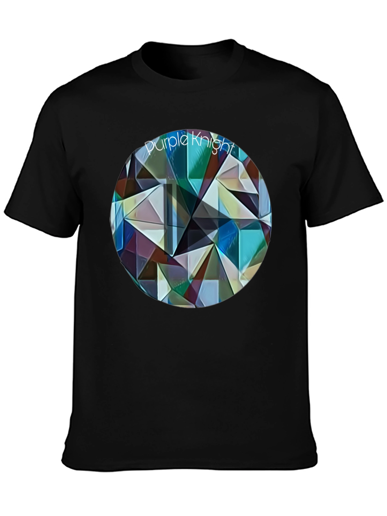 Black Purple Knight Geometric T-Shirt - Modern Artistic Design view 3