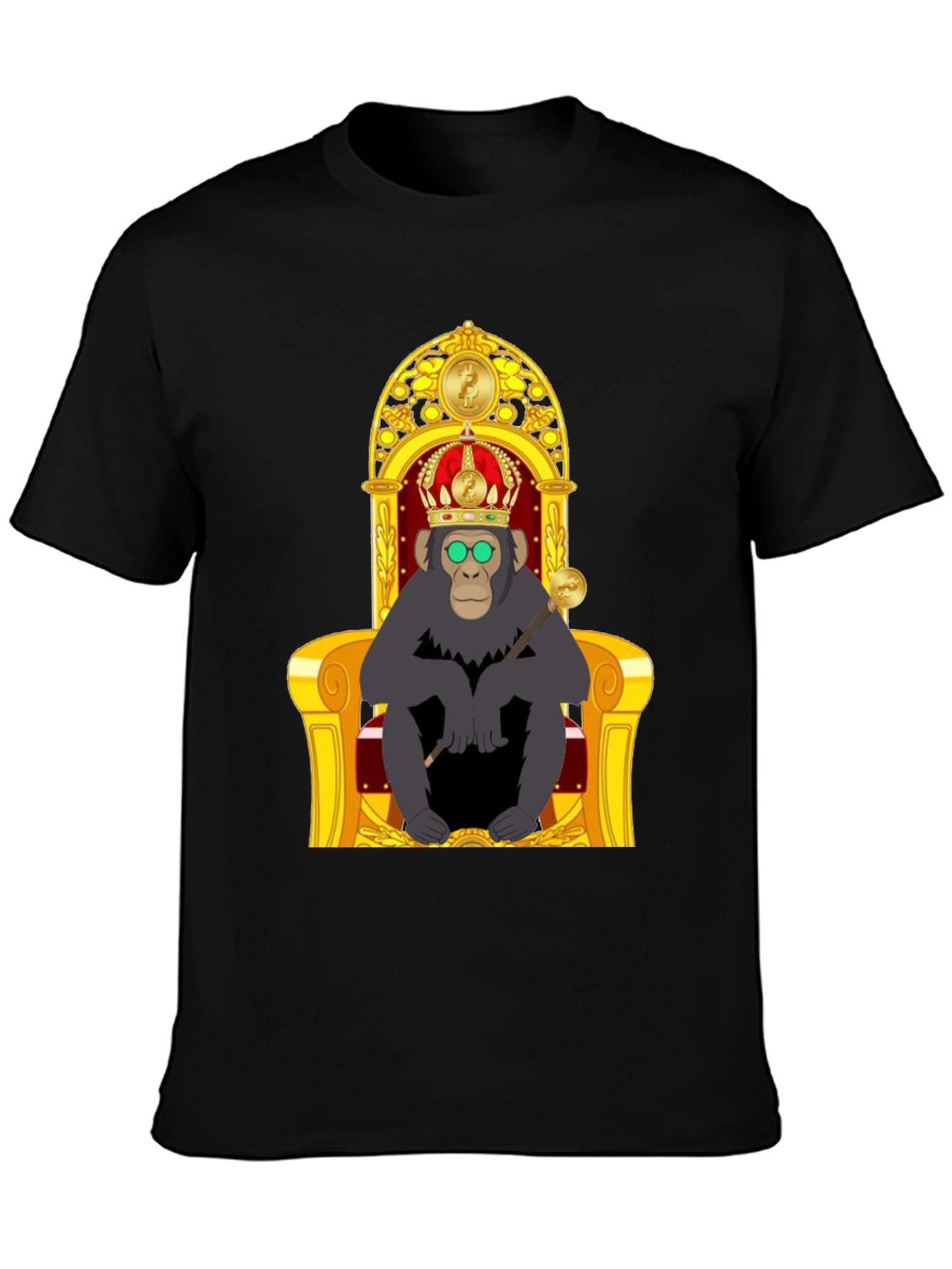 Black Ape King T-Shirt - Cartoon Gorilla on Throne view 3