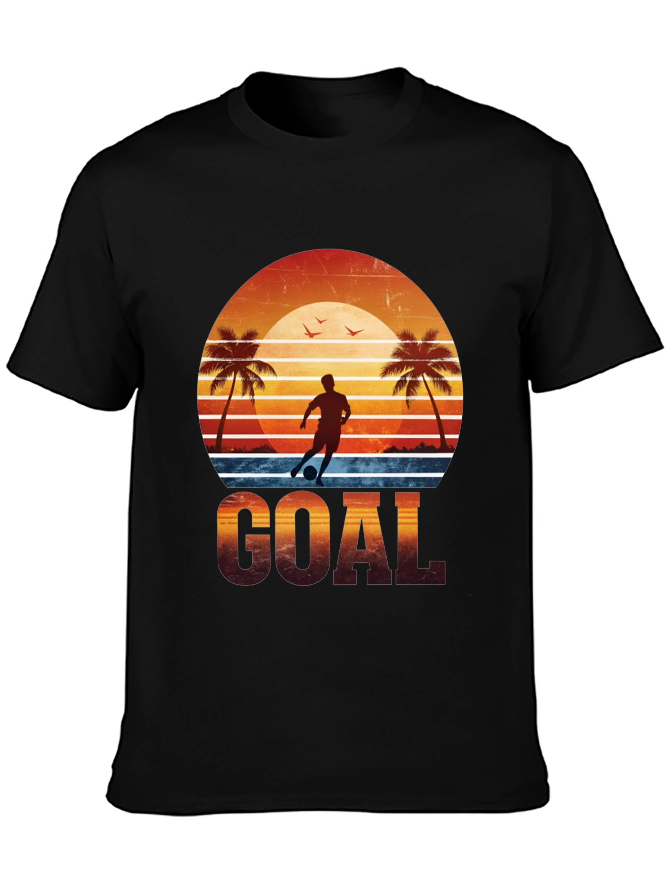 Black Goal Graphic Tee - Soccer Beach Design view 3