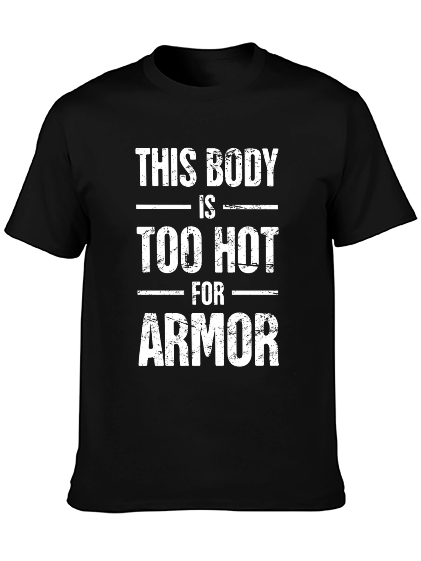 Black Funny "Too Hot For Armor" Graphic T-Shirt view 3