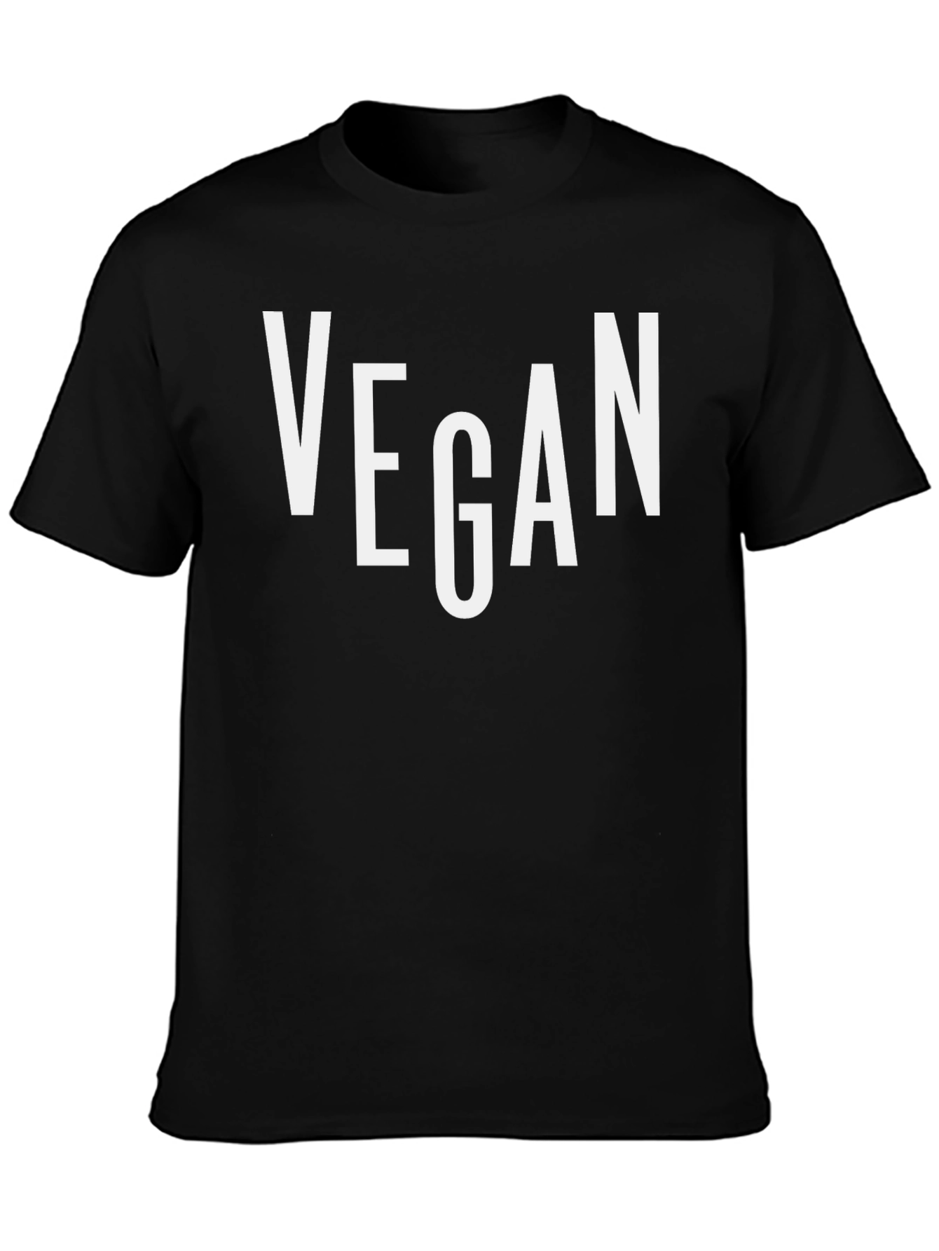 Black Vegan Statement T-Shirt - Bold White Lettering view 3