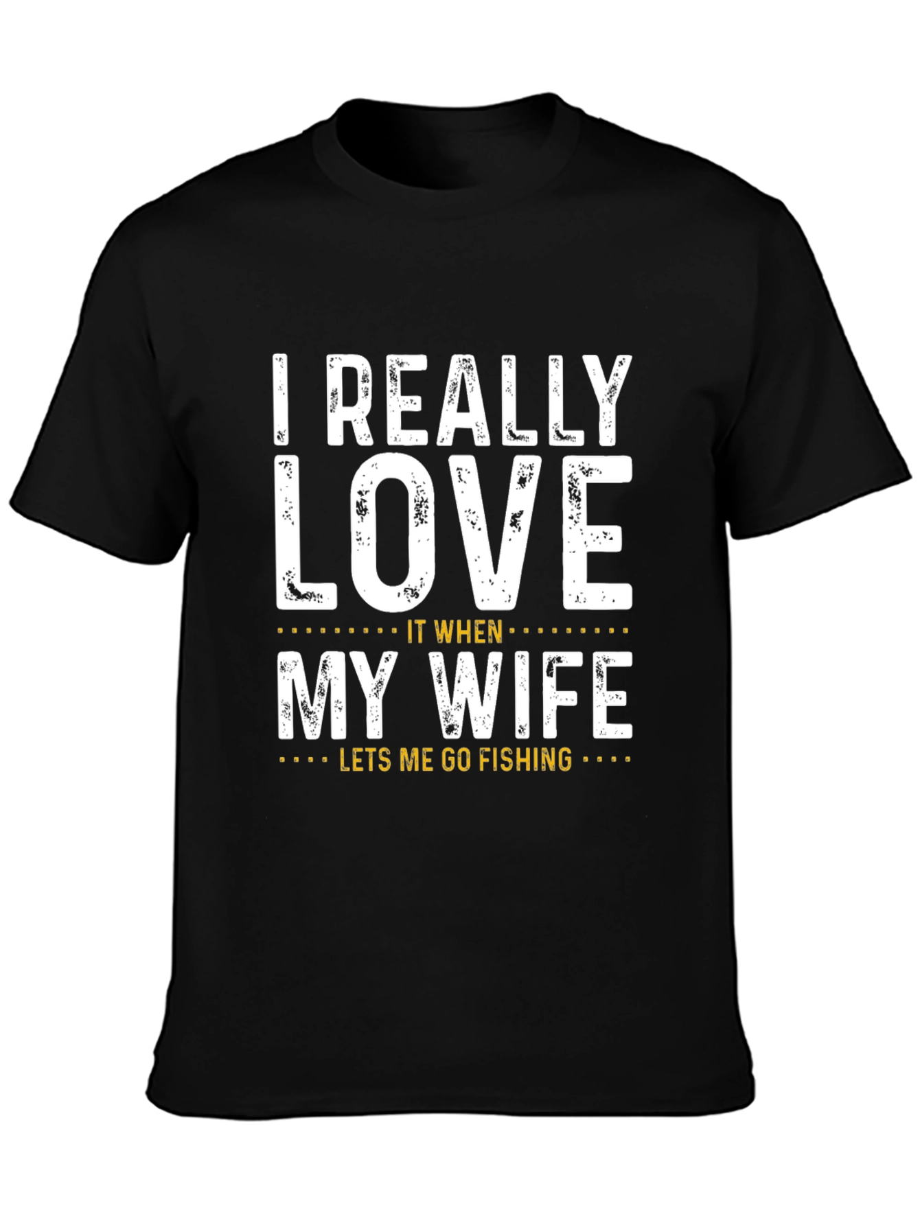 Black Fishing T-Shirt - Funny "Love My Wife" Design, Black view 3