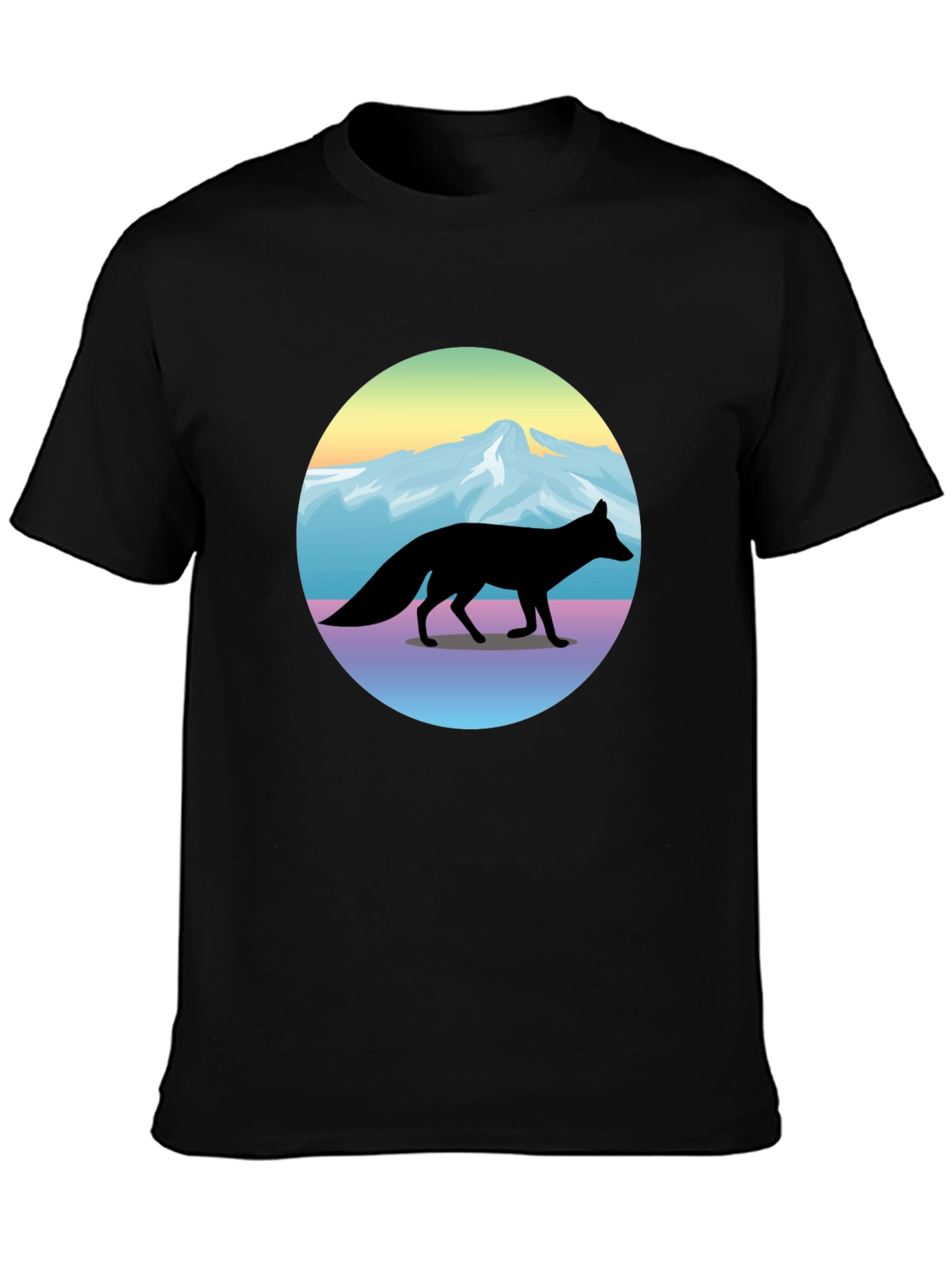 Black Fox Mountainscape Graphic T-Shirt - Unisex Black Tee view 3