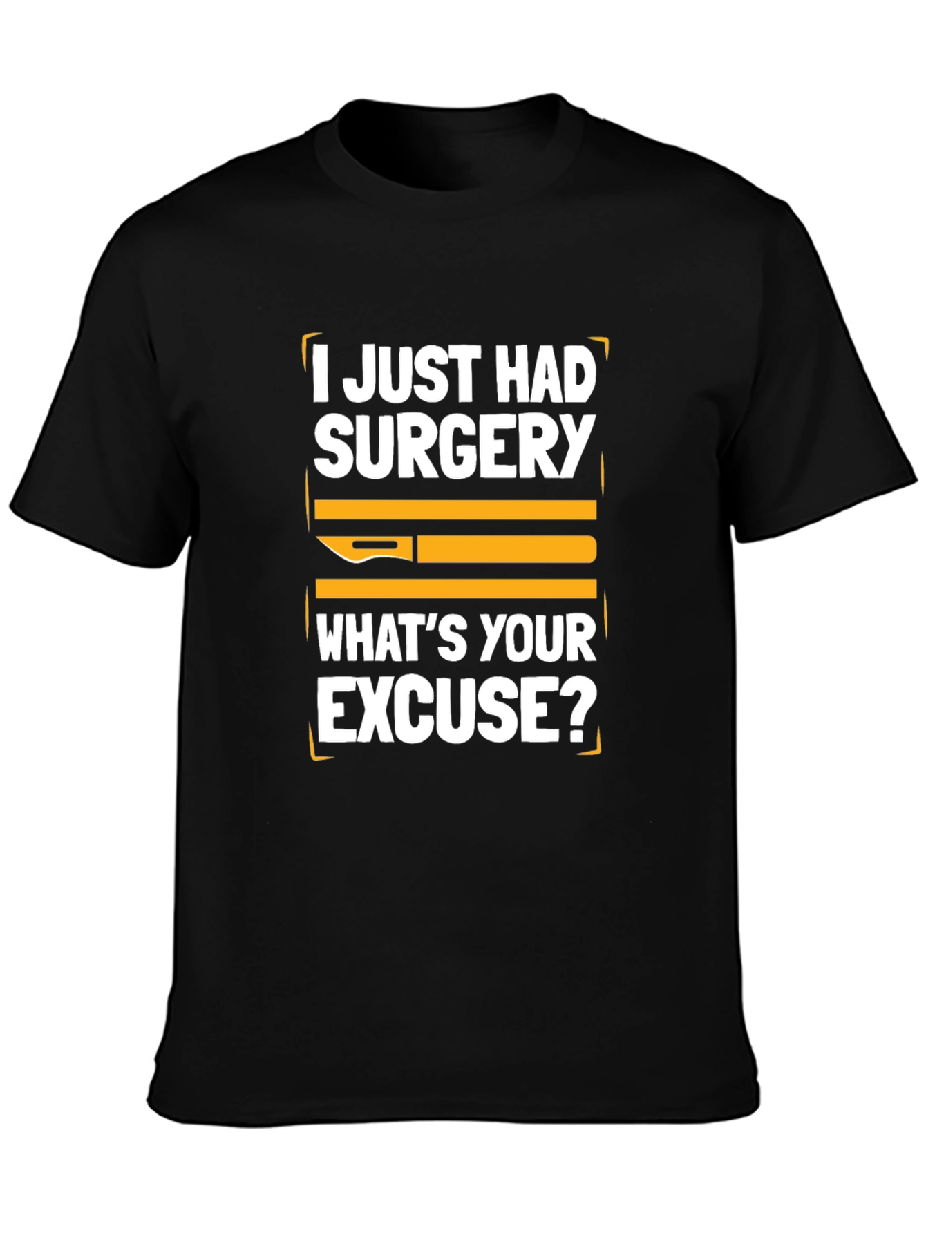 Black Surgery Excuse T-Shirt: Funny Post-Op Recovery Tee view 3
