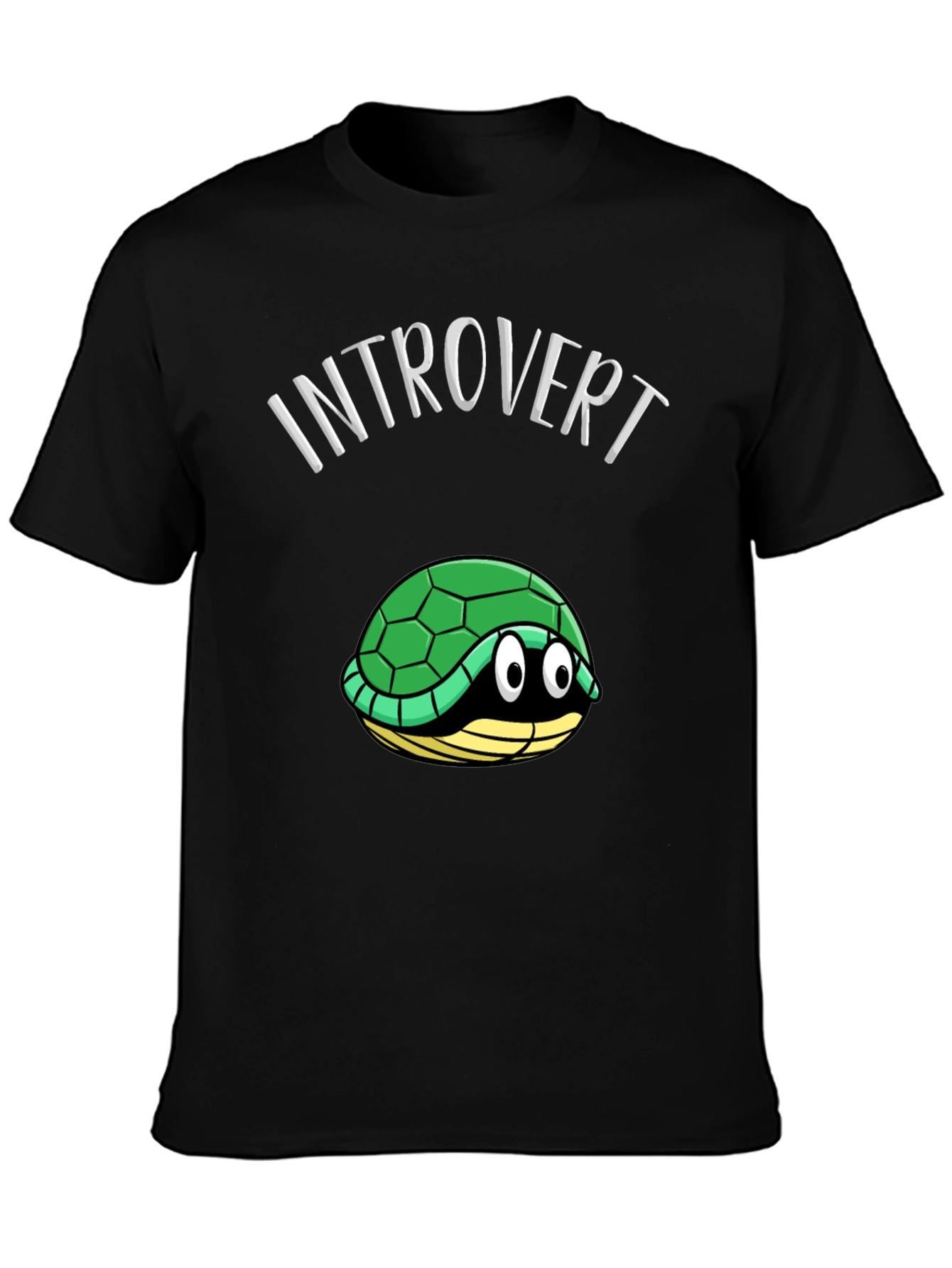 Black Introvert Turtle T-Shirt Funny Graphic Tee view 3