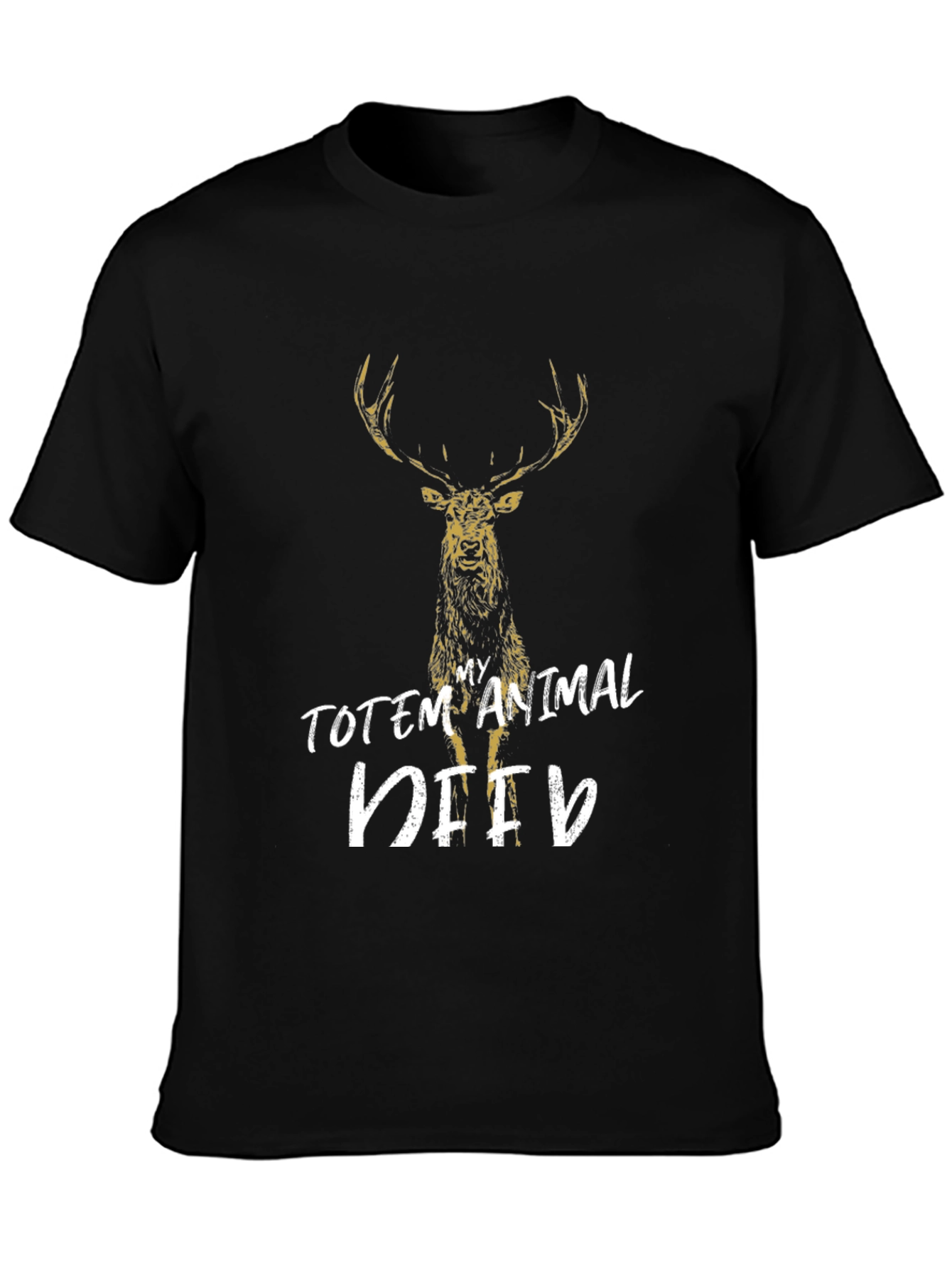 Black My Totem Animal Deer T-Shirt view 3