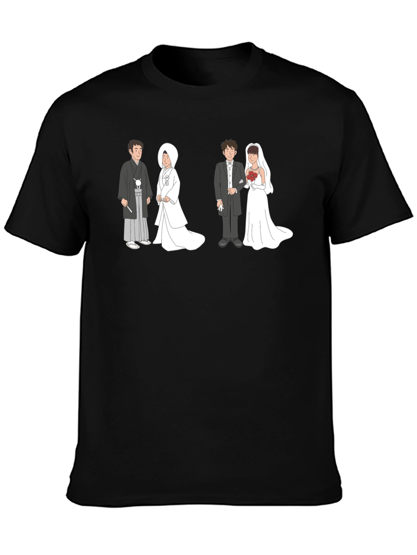 Black Wedding Couple Graphic Tee - Unique Design view 3