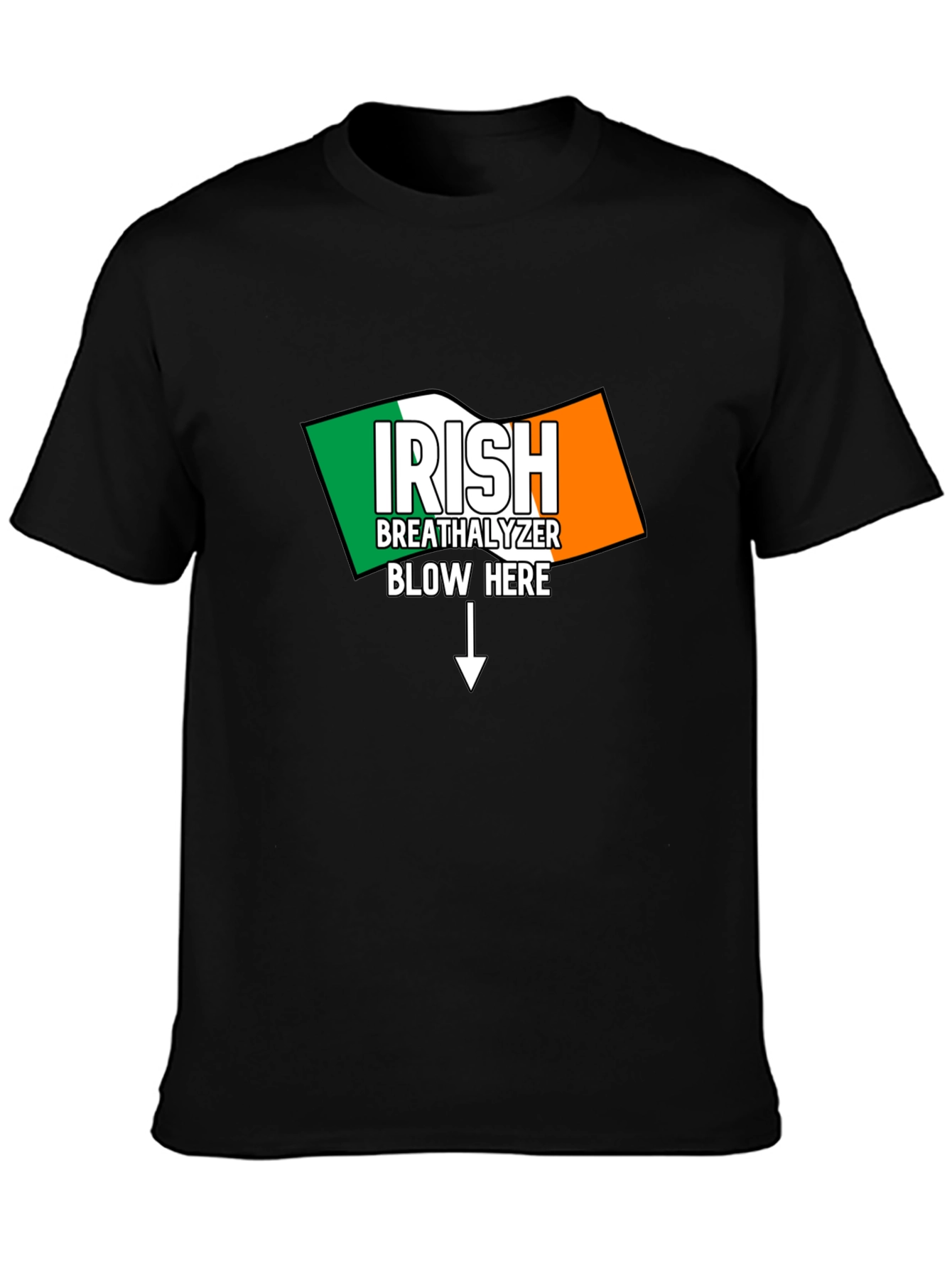 Black Irish Breathalyzer Blow Here T-Shirt view 3