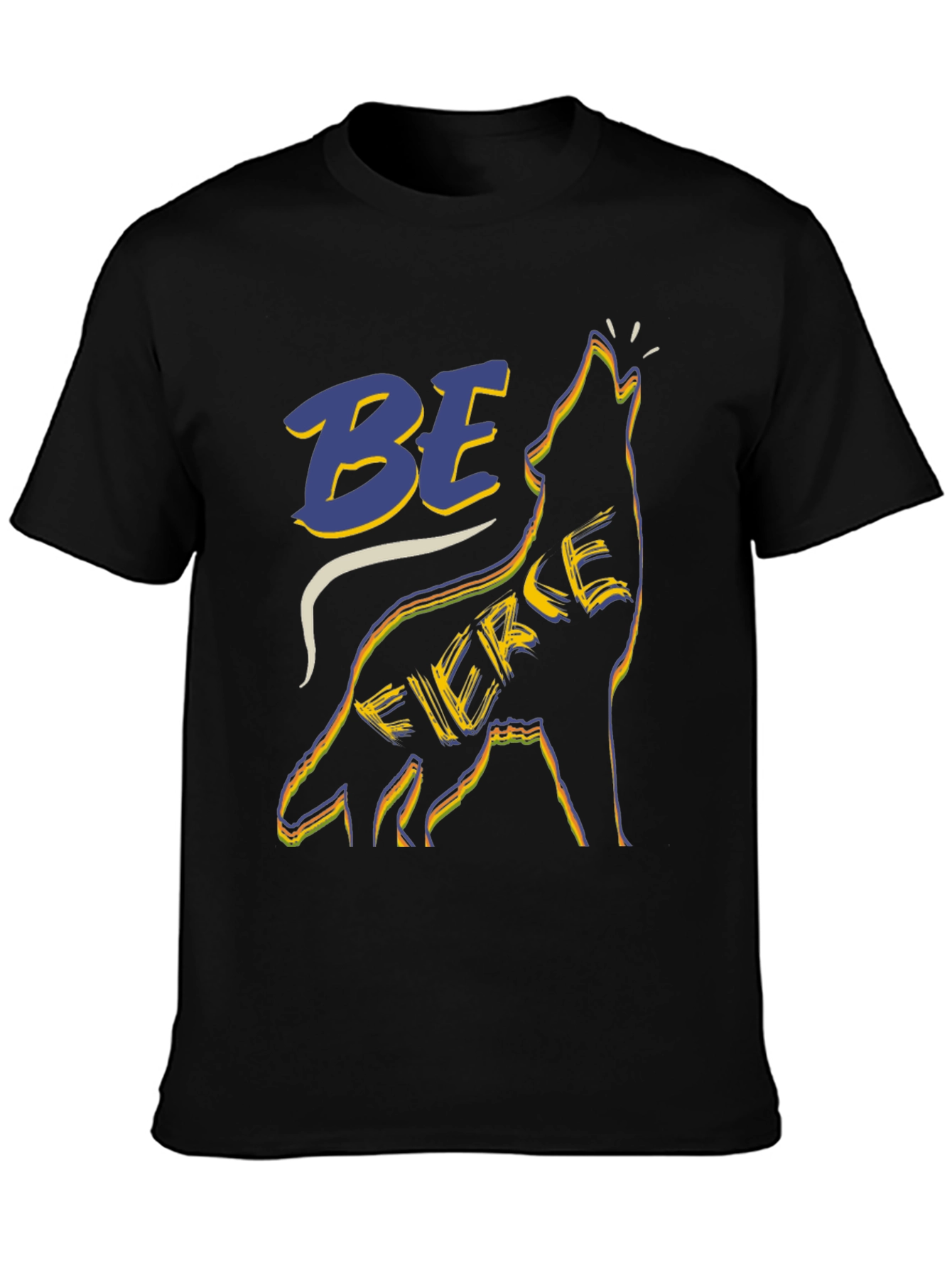 Black Be Fierce Wolf Graphic Tee - Black view 3